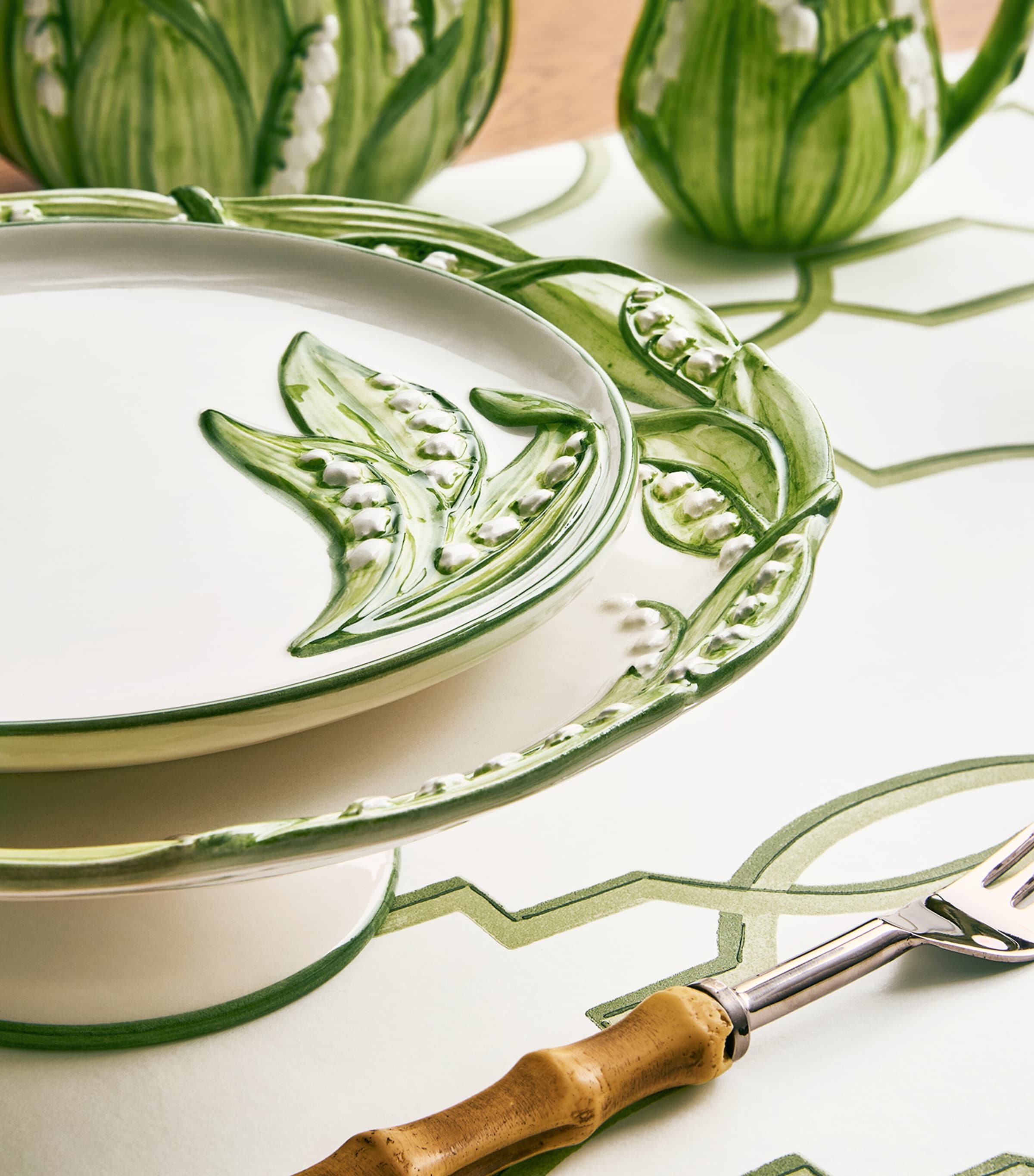 Lilly Of The Valley Dessert Plate (21cm) WHITE/GREEN Image 3