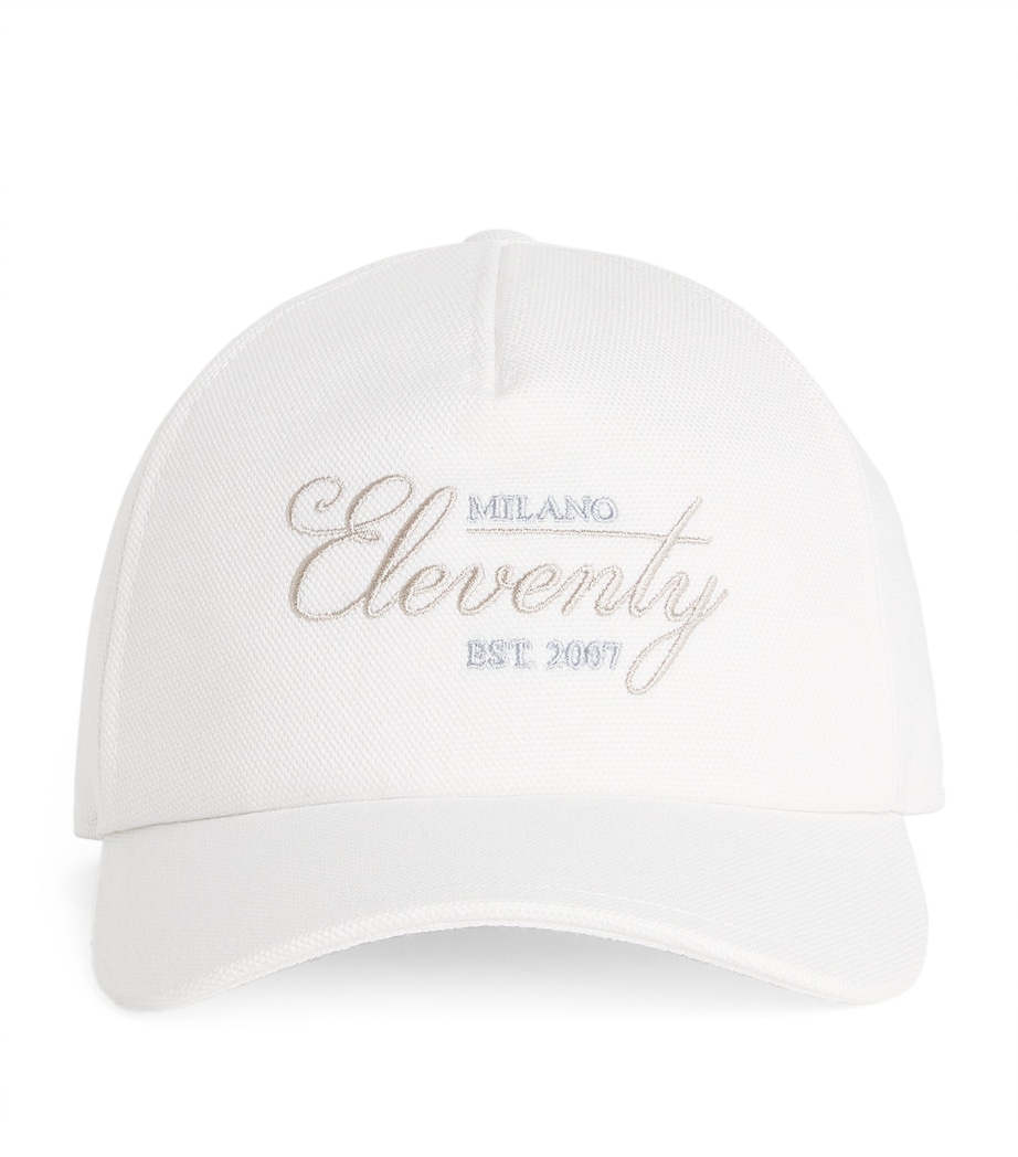 Eleventy Cotton Logo Baseball Cap Bianco Image 1