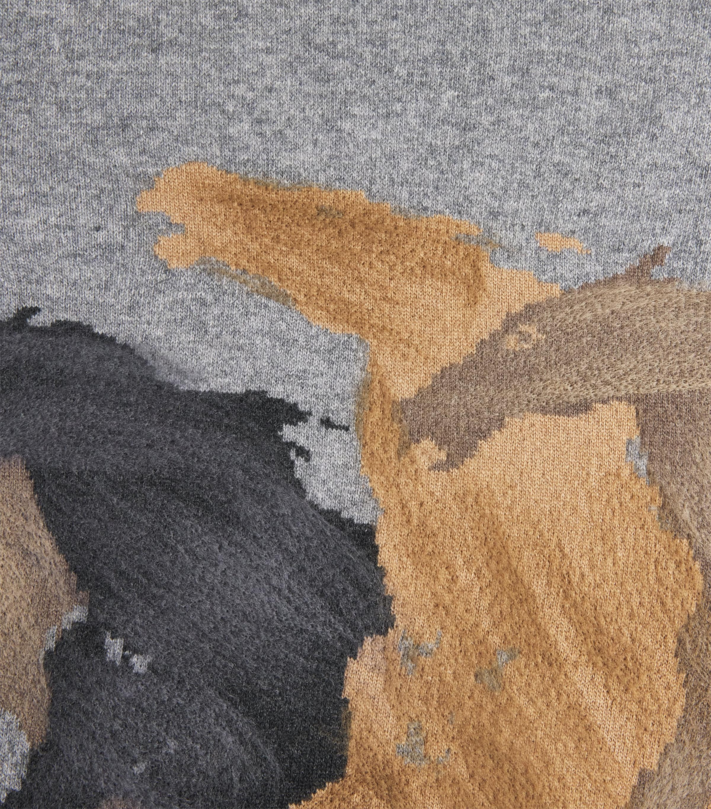 Stella McCartney Womens Wool Horse Jacquard Sweater Grey Melange Image 6