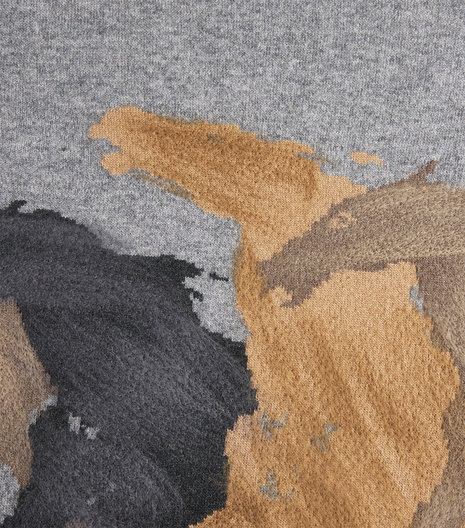 Stella McCartney Womens Wool Horse Jacquard Sweater Grey Melange Image 6