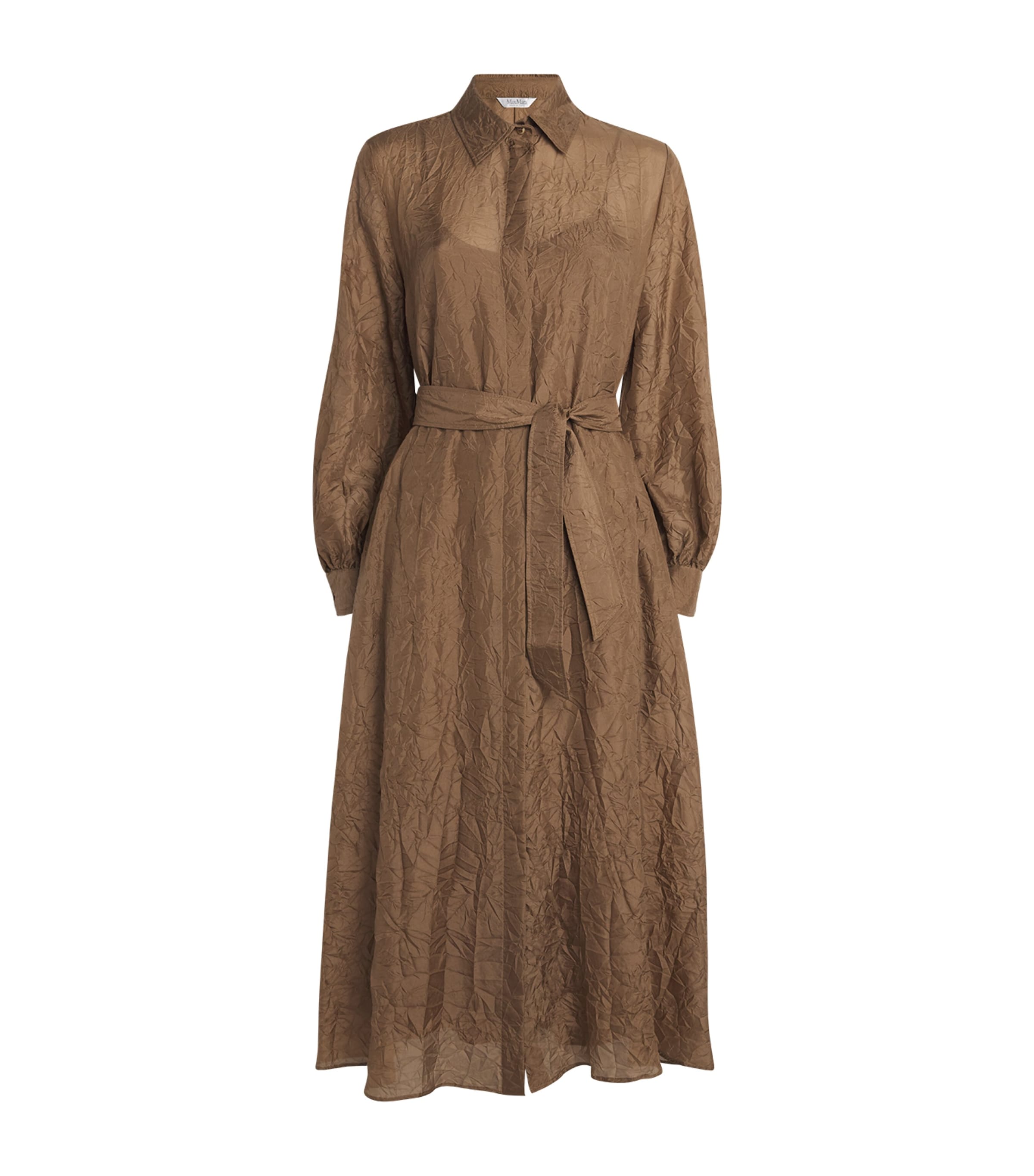 Max Mara Silk Maxi Shirt Dress In Beige