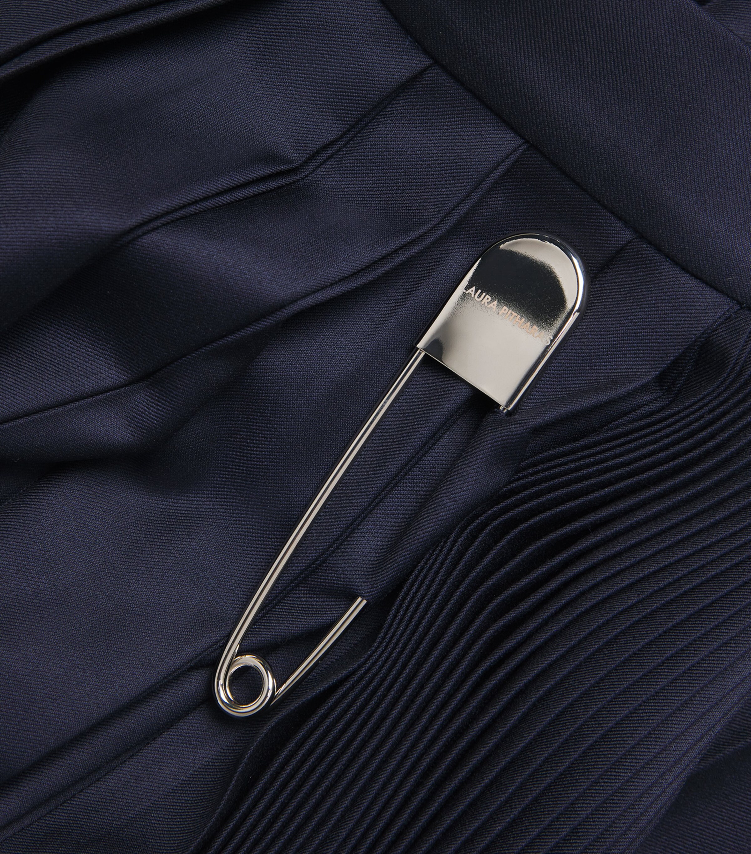 Wool Pleated Midi Skirt NAVY Image 5