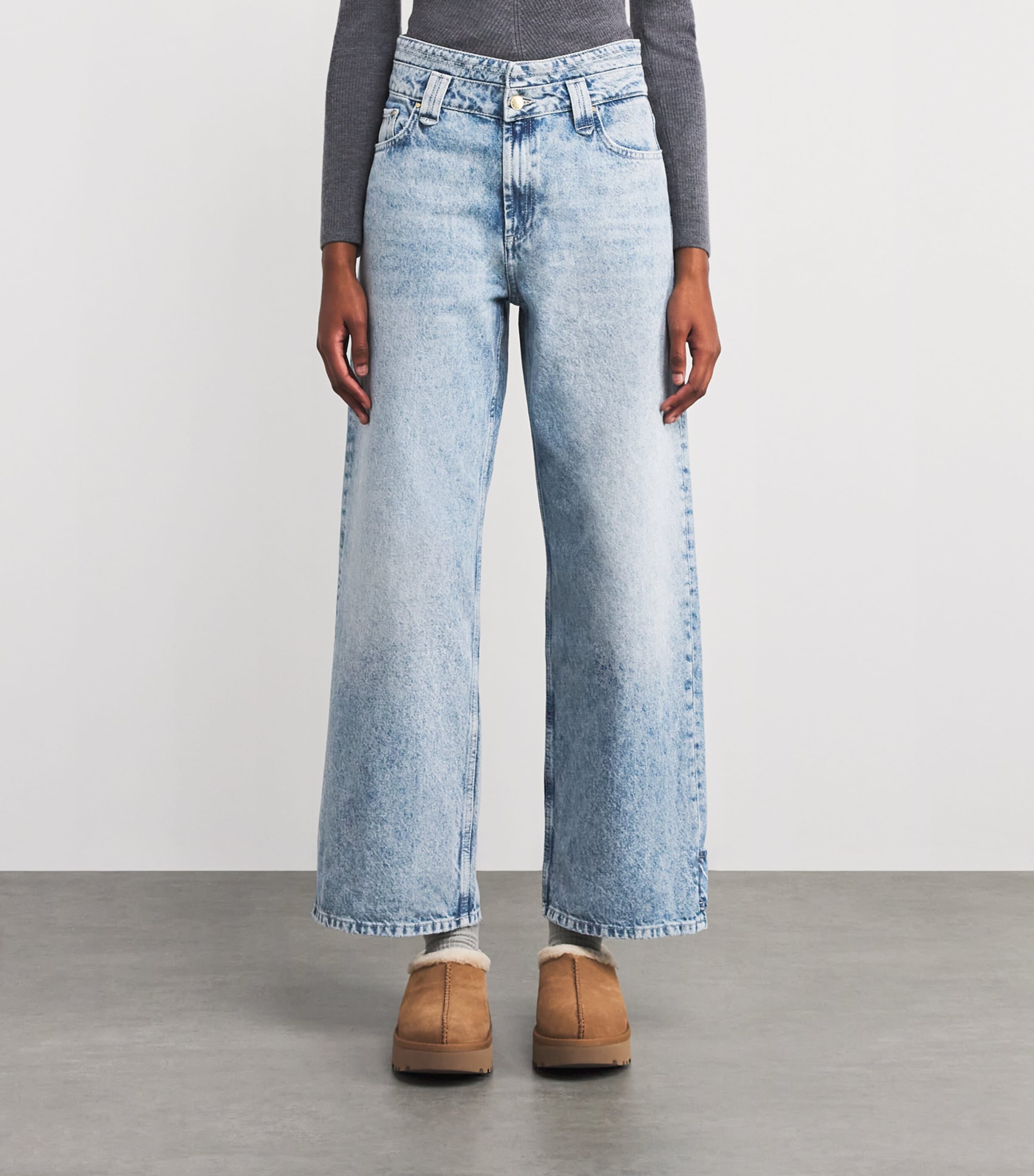 Acid Wash Straight Jeans BLUE DENIM Image 3