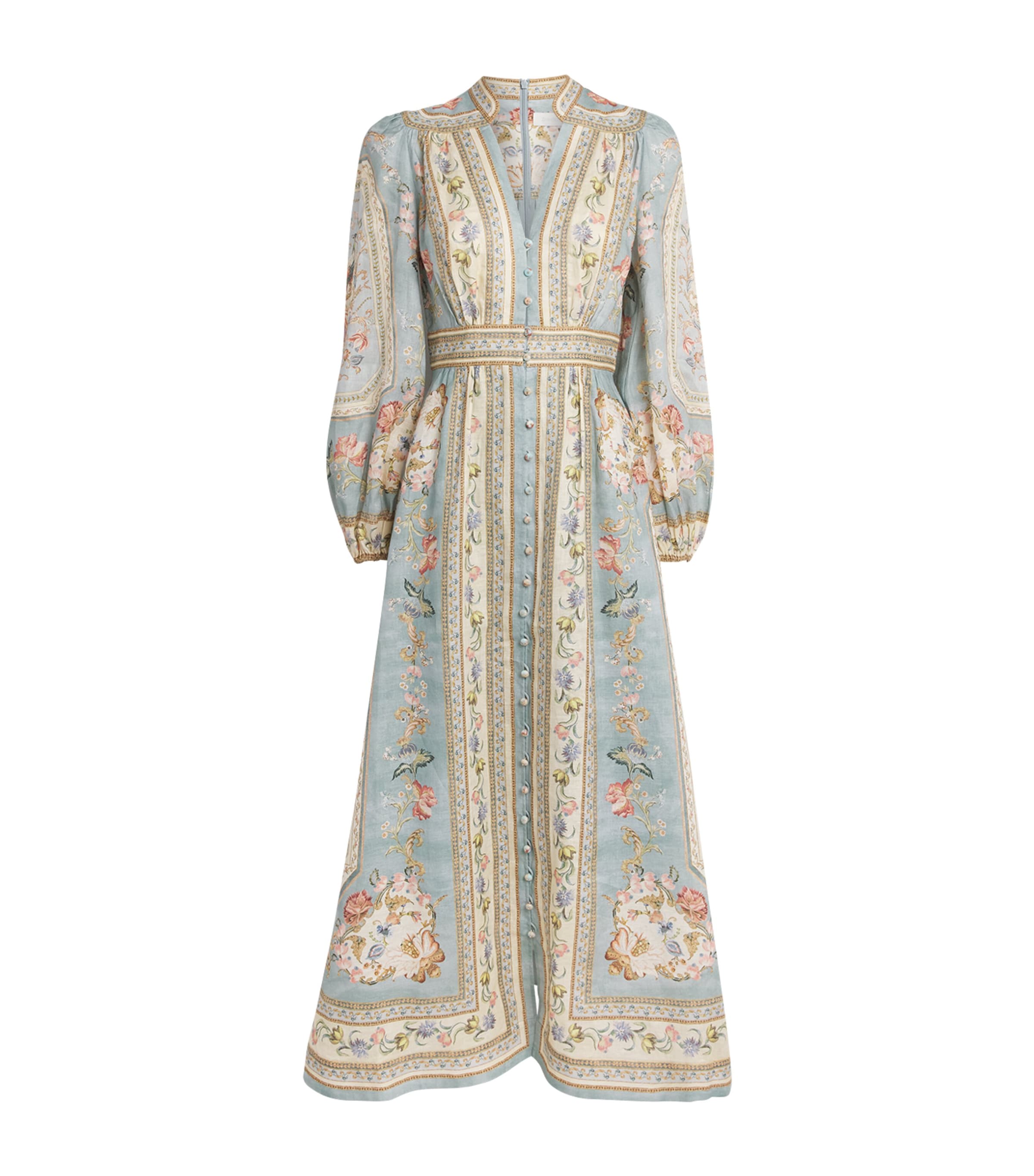 Zimmermann Womens Linen Floral Roselight Midi Dress Btpf Blu Tpstry Flrl Image 1