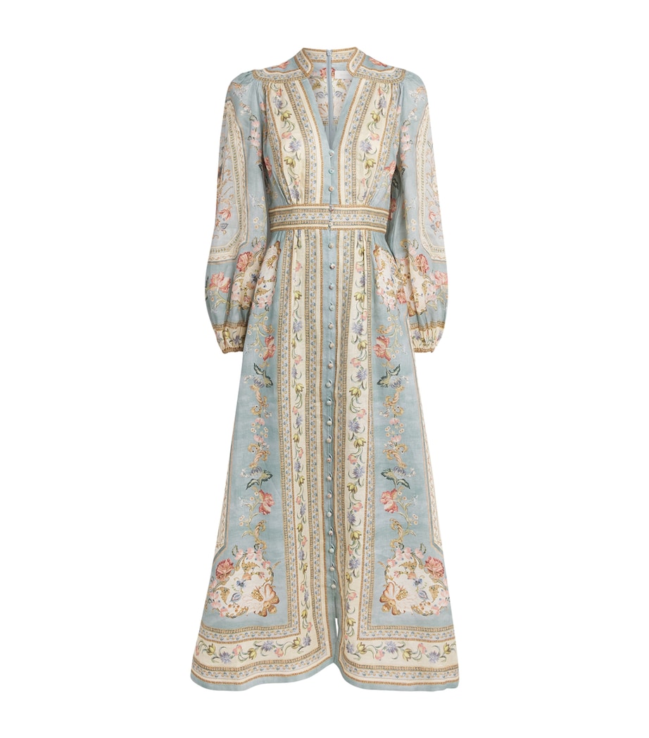 Zimmermann Womens Linen Floral Roselight Midi Dress Btpf Blu Tpstry Flrl Image 1