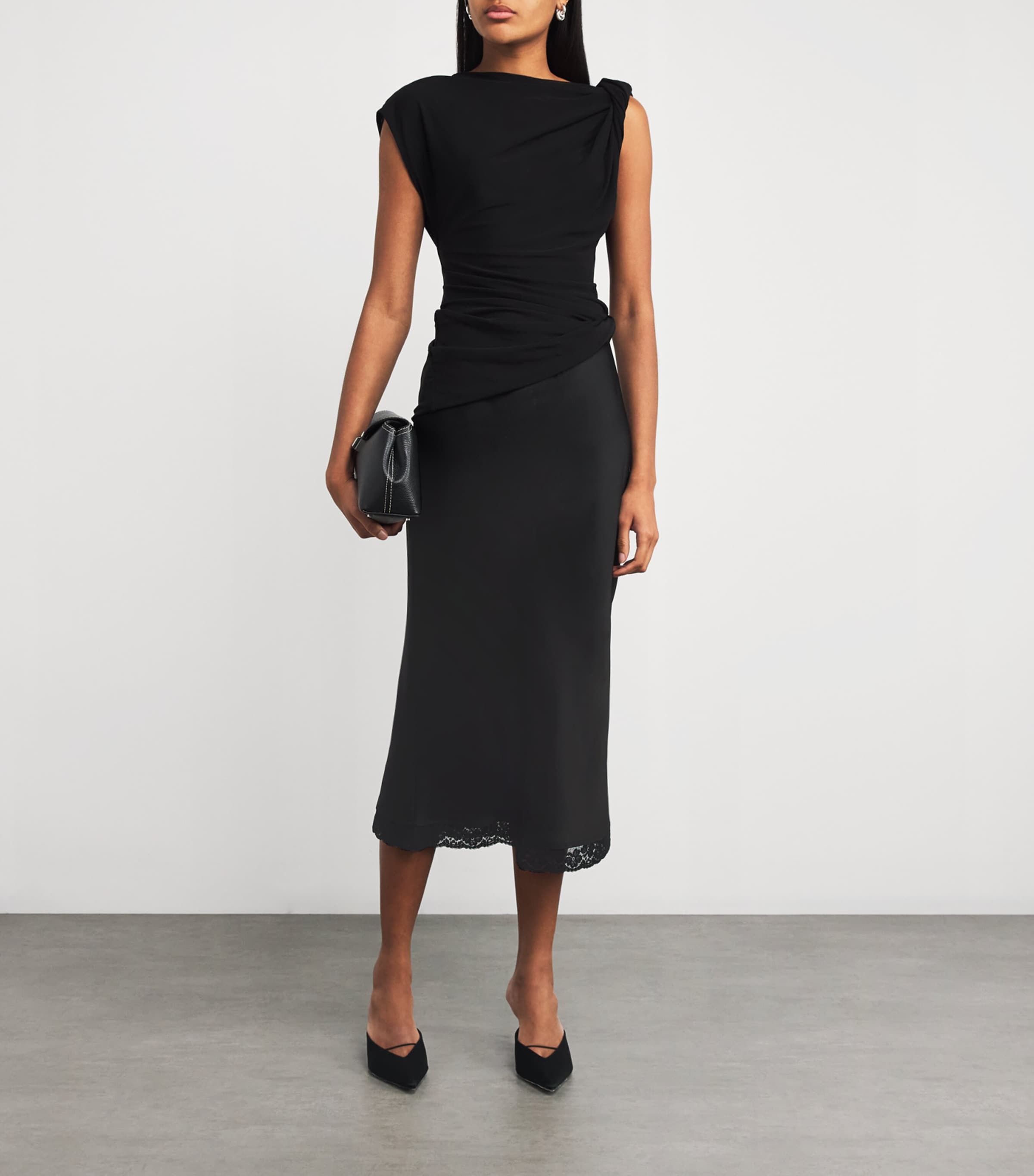 Victoria Beckham Lace-Trim Midi Skirt | Harrods US