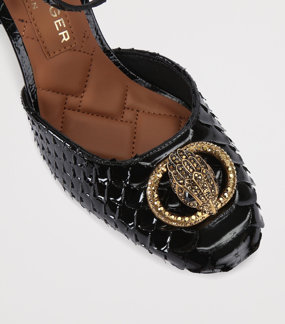 Leather Snake-Effect Chelsea Pumps BLACK Image 3