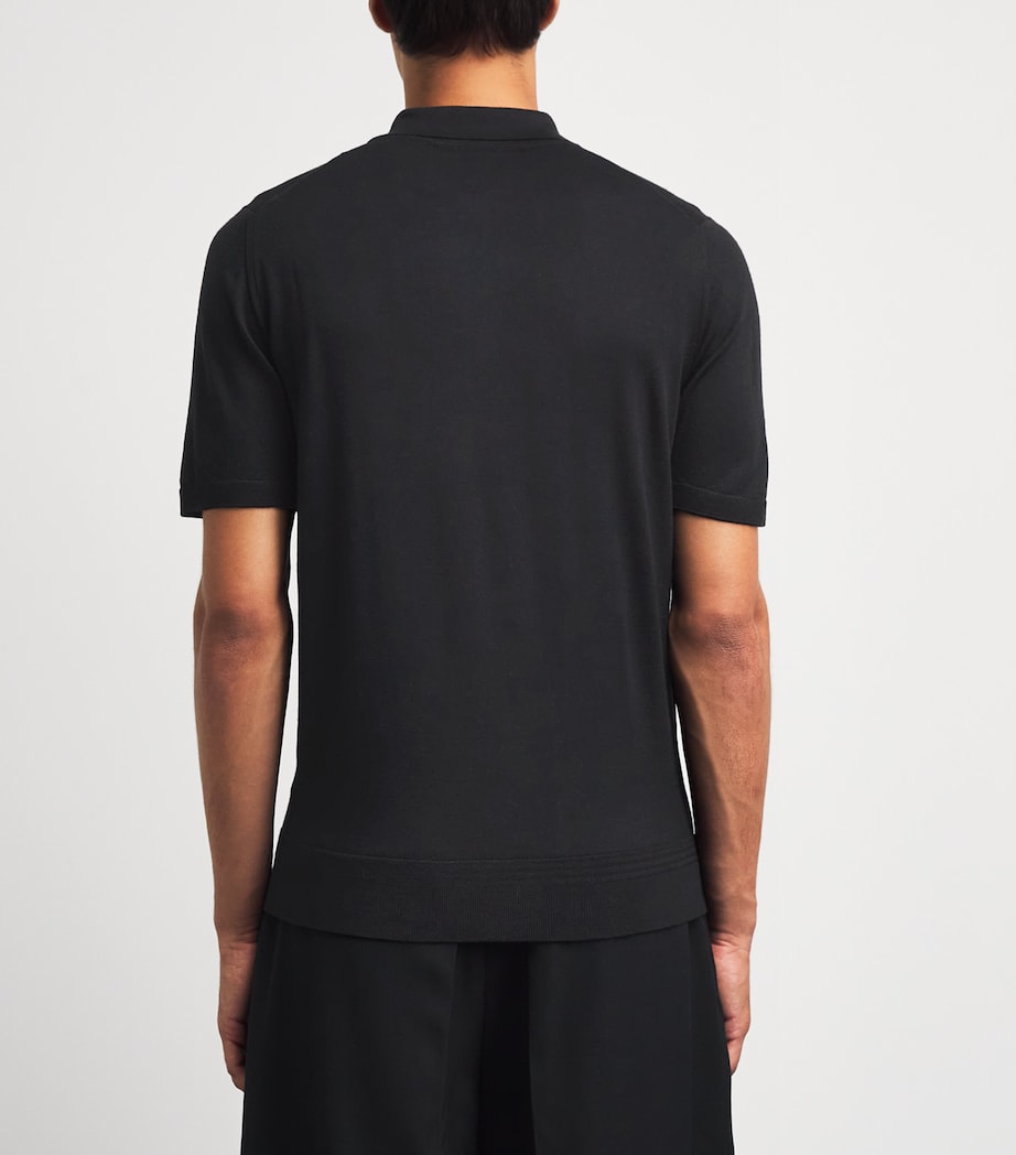 Barena Mens Merino Polo Shirt Nero Image 5