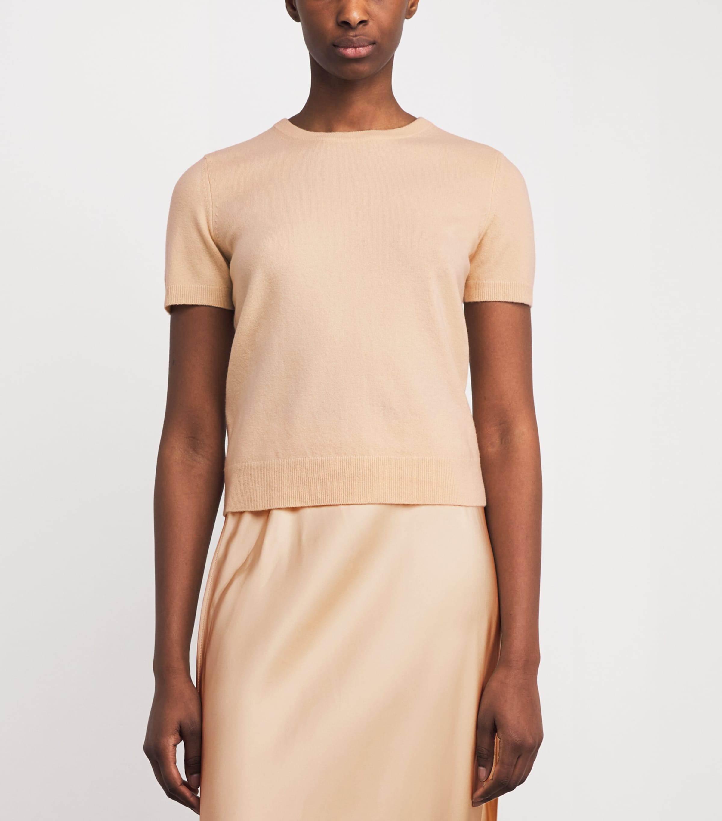 Vince Womens Wool-Blend Short-Sleeve Sweater Chamomile Image 4