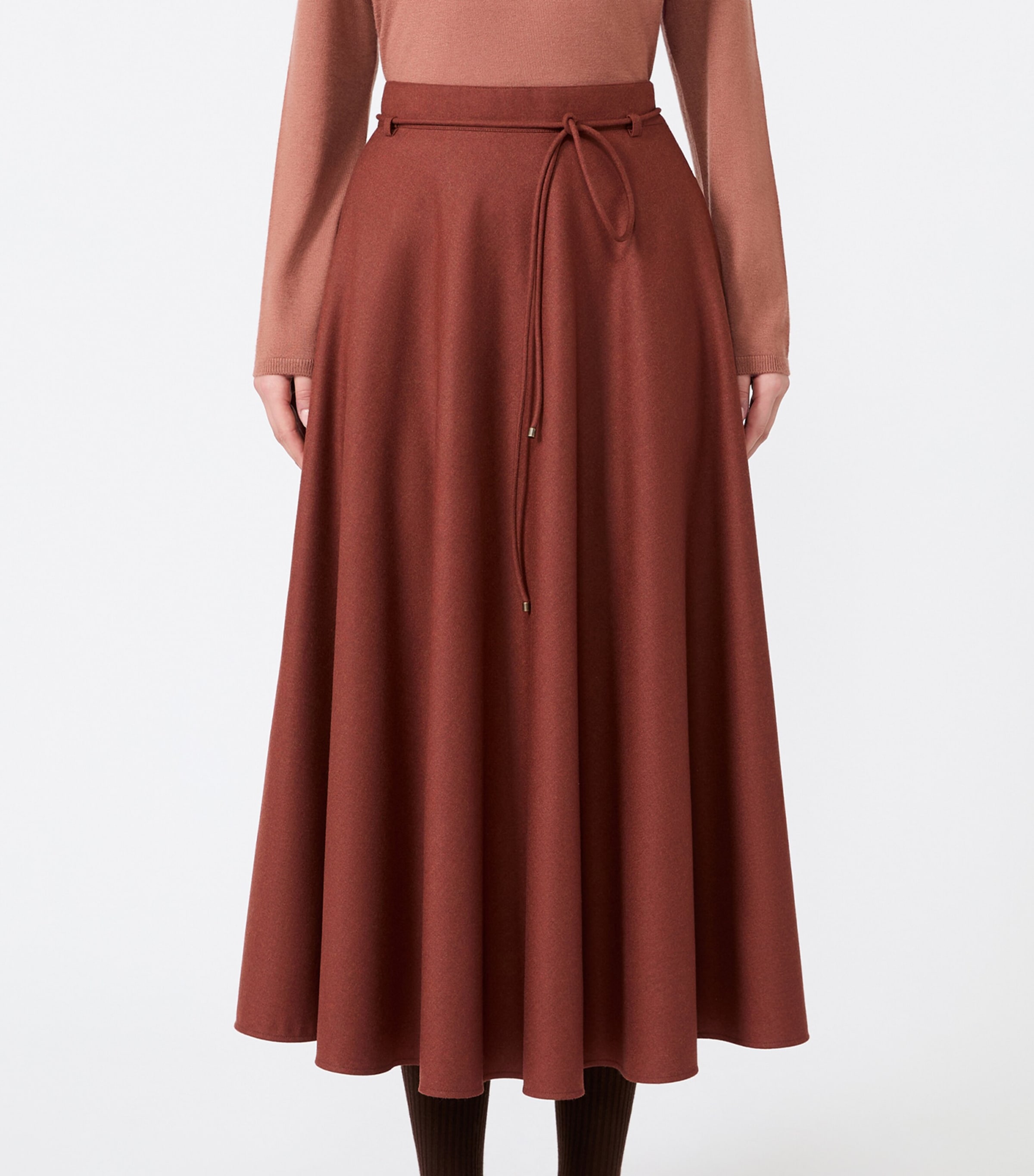 Max Mara Womens Stretch-Cashmere Foule Midi Skirt Brick Red Image 2