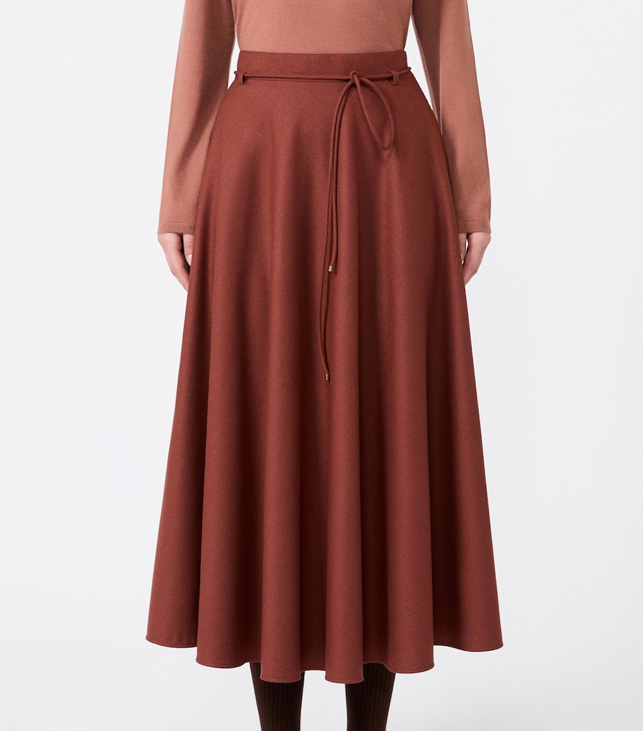 Max Mara Womens Stretch-Cashmere Foule Midi Skirt Brick Red Image 2