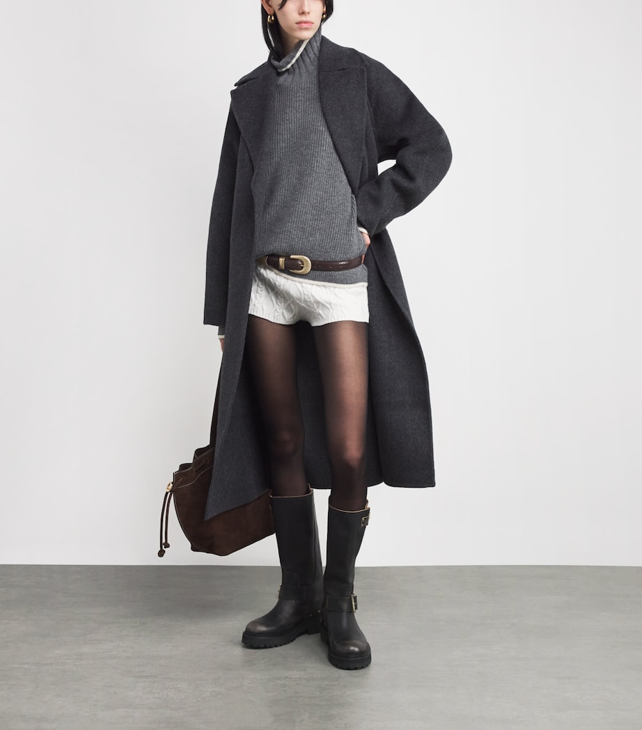 Leather Python-Effect Belt BLACK BROWN Image 3