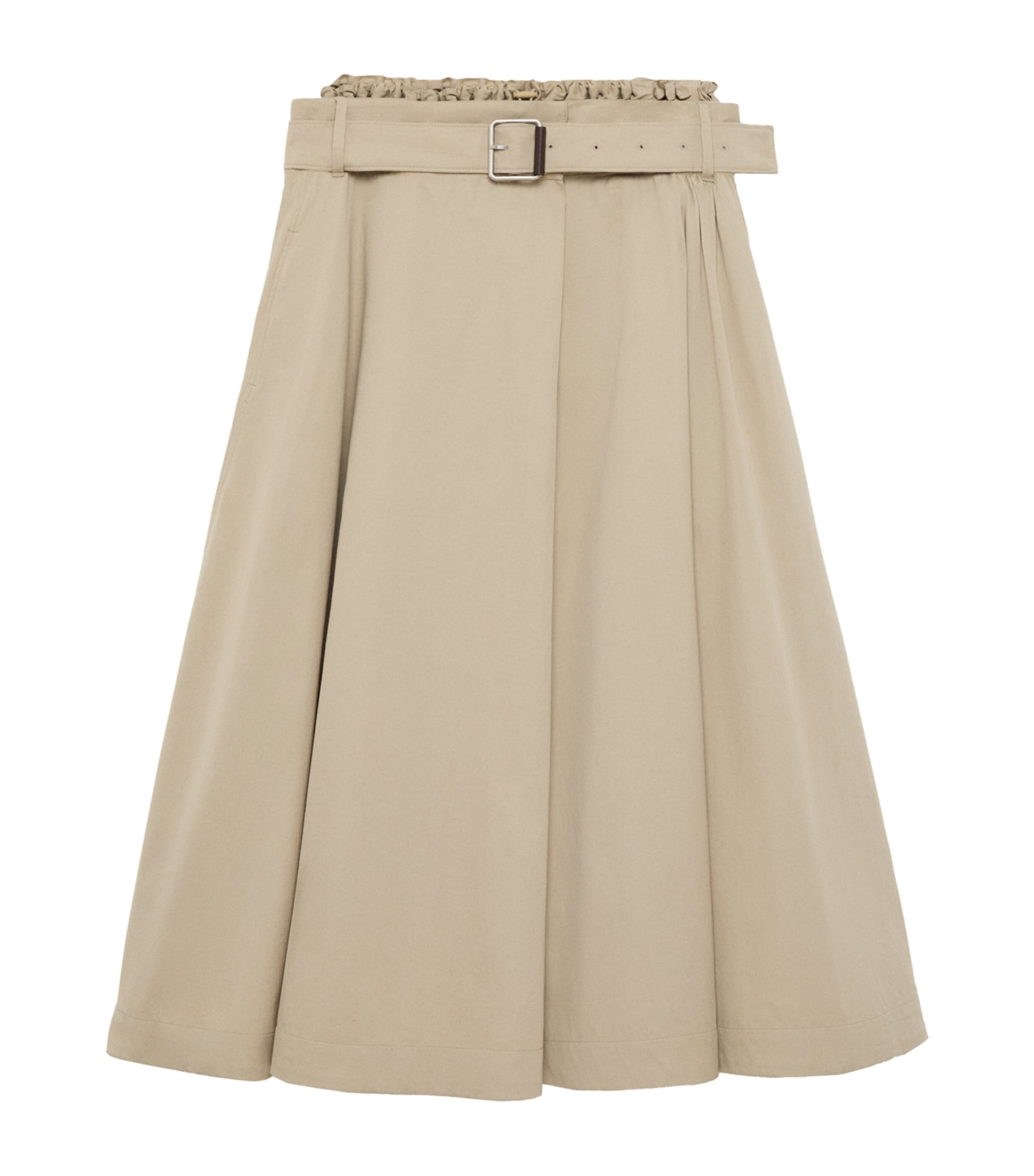LOEWE Womens Cotton-Silk Belted Maxi Skirt Beige Image 1
