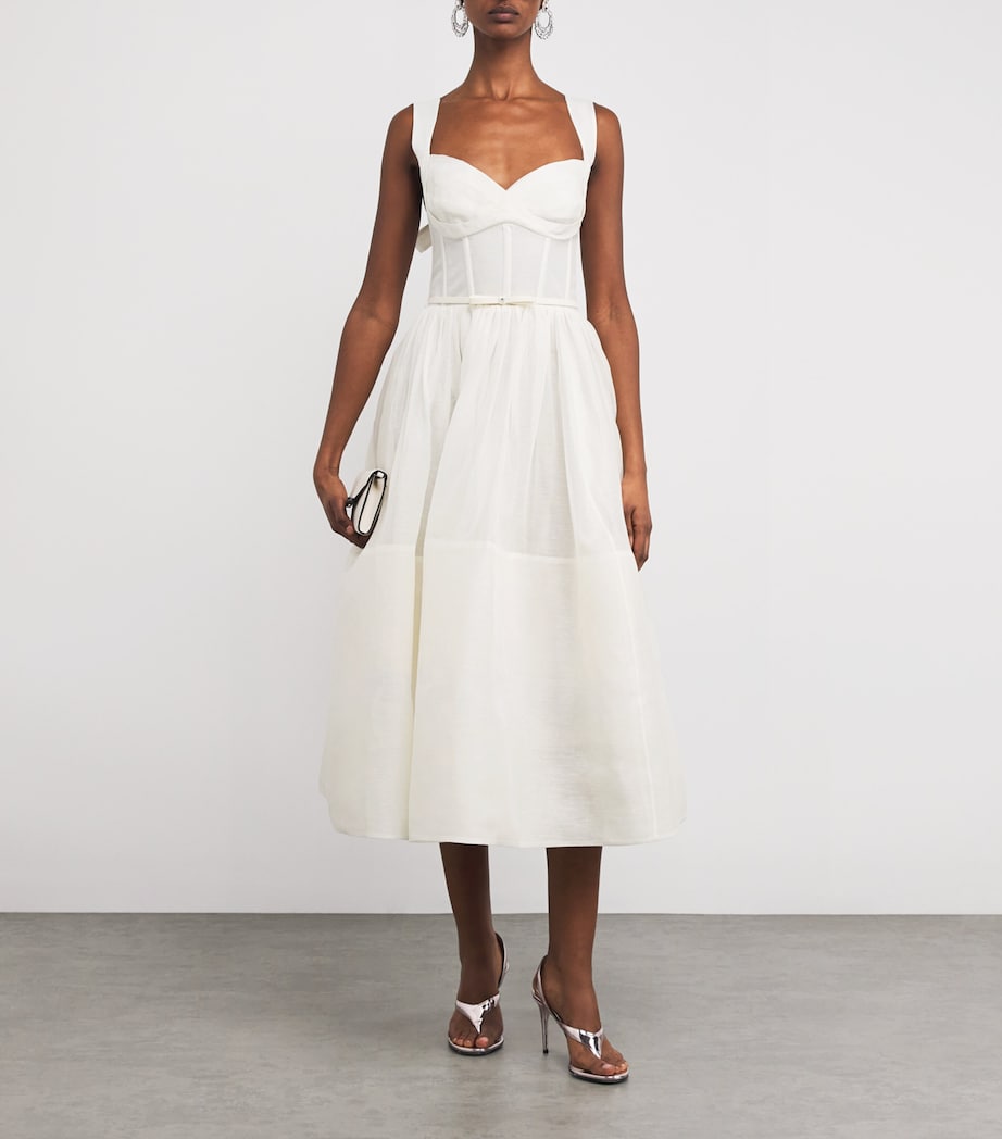 Linen-Silk Corset Midi Dress IVO IVORY Image 2