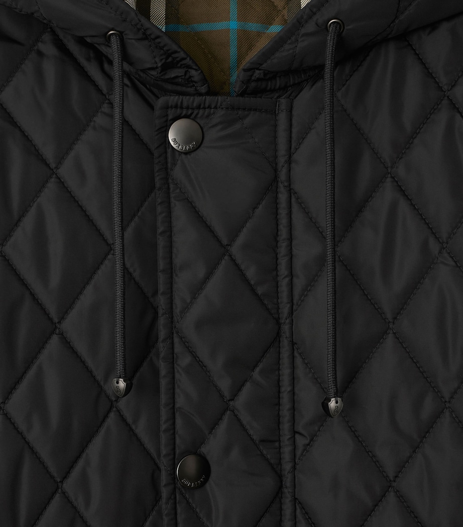 Quilted Corduroy-Trim Parka BLACK Image 4