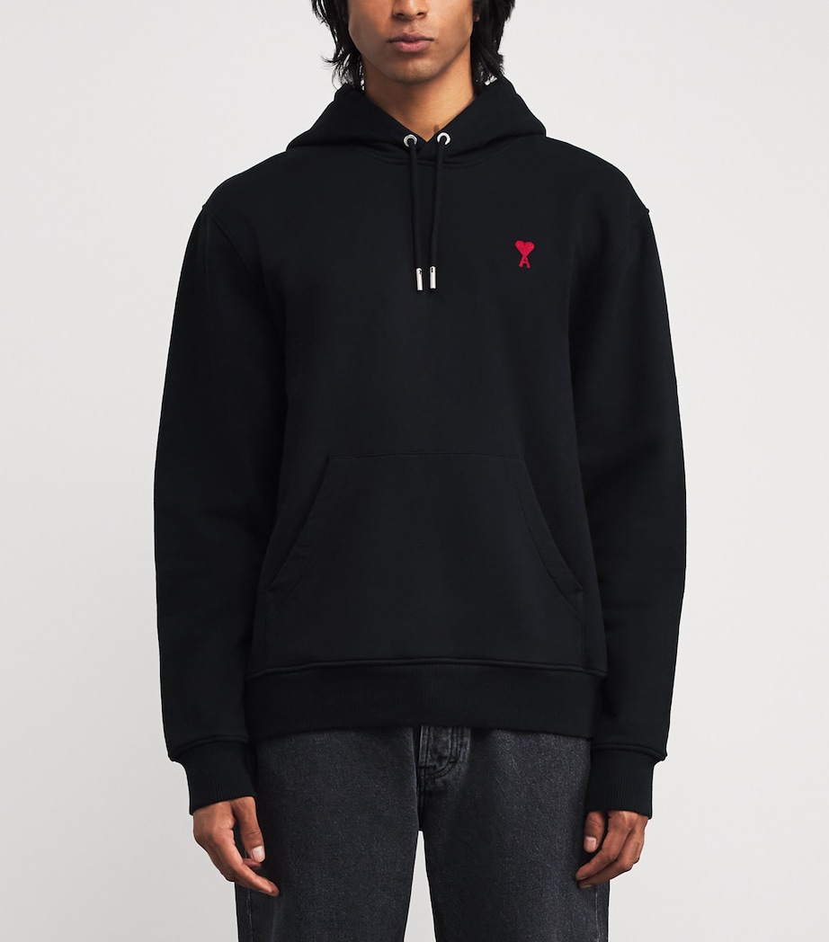 Cotton Embroidered Ami De Coeur Logo Hoodie 001 - NOIR Image 3