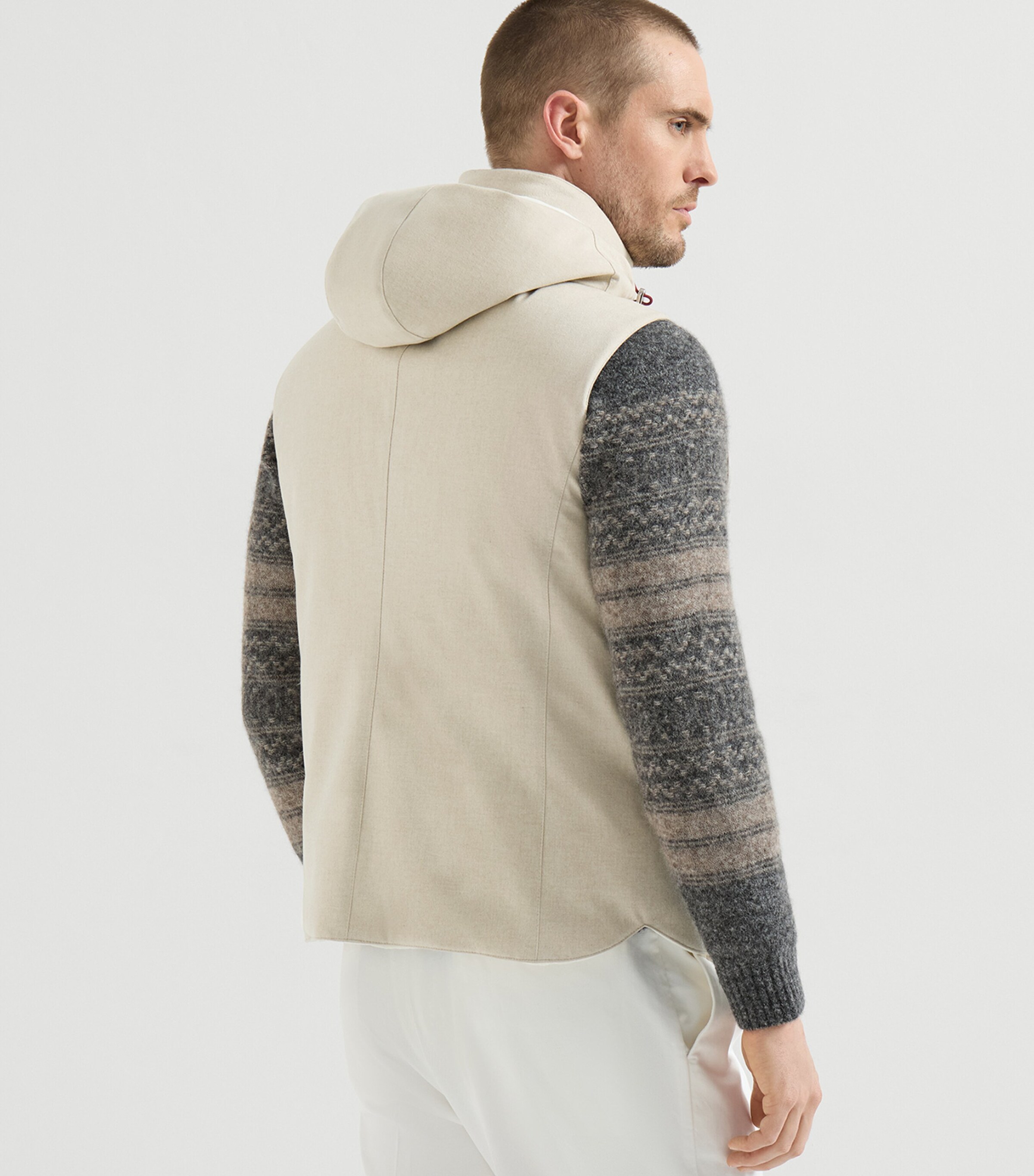 Brunello Cucinelli Mens Wool Hooded Gilet Image 5