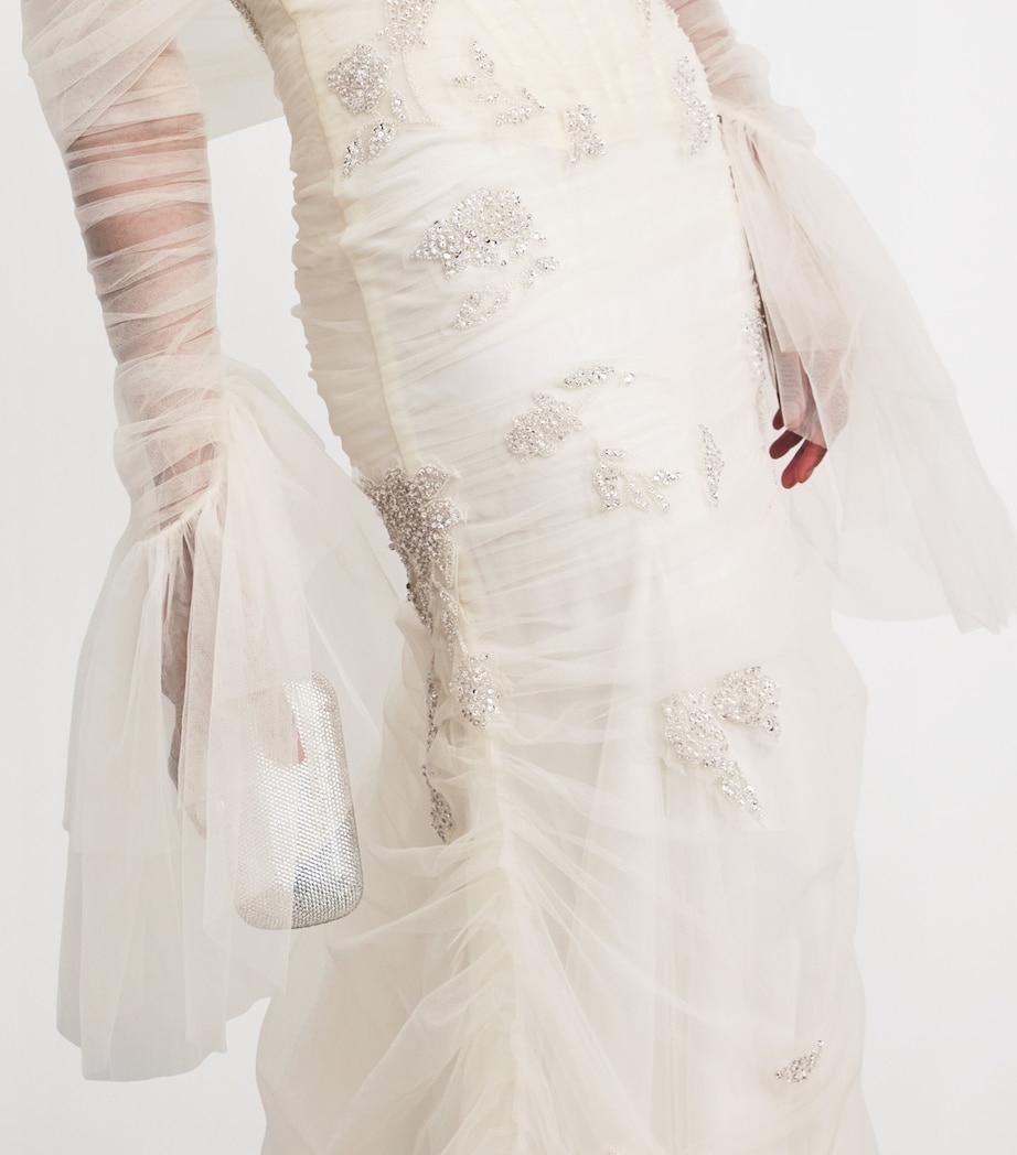 Sandra Mansour Womens Tulle Rose Poudré Gown Off White Image 7