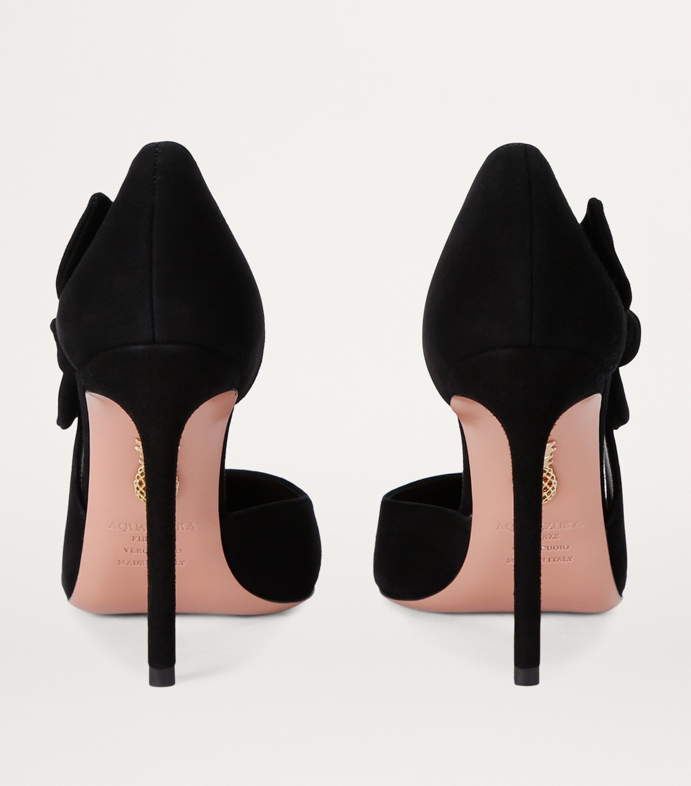 Aquazzura Suede Very Bow Tie Pumps 105 Black Image 5
