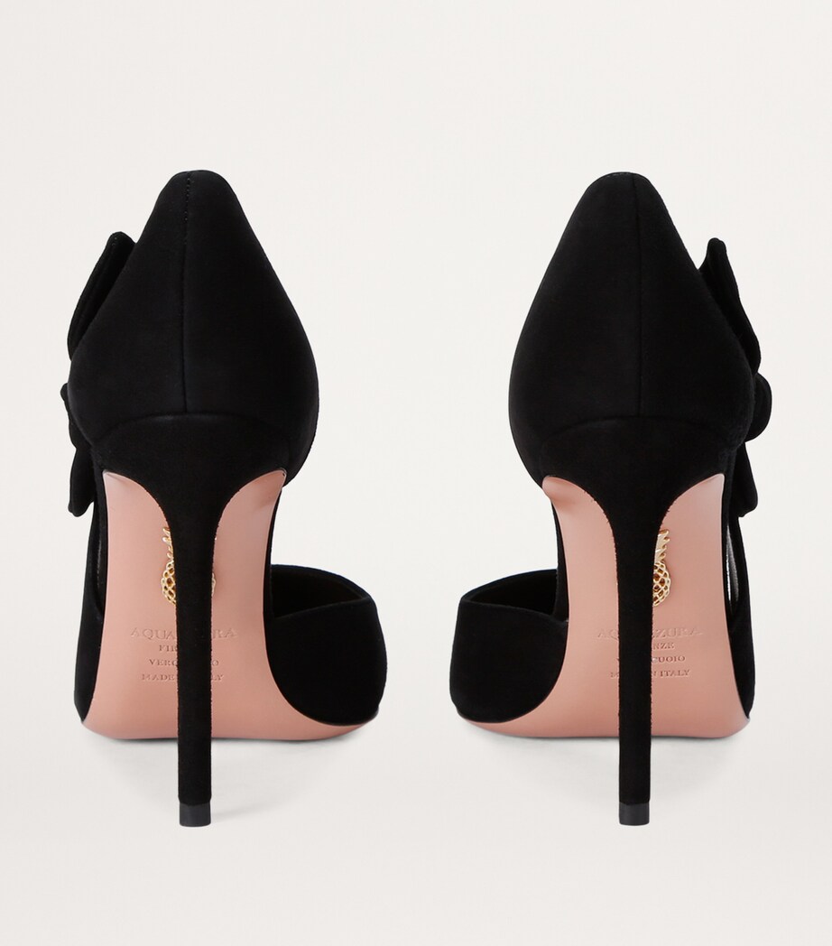 Aquazzura Suede Very Bow Tie Pumps 105 Black Image 5