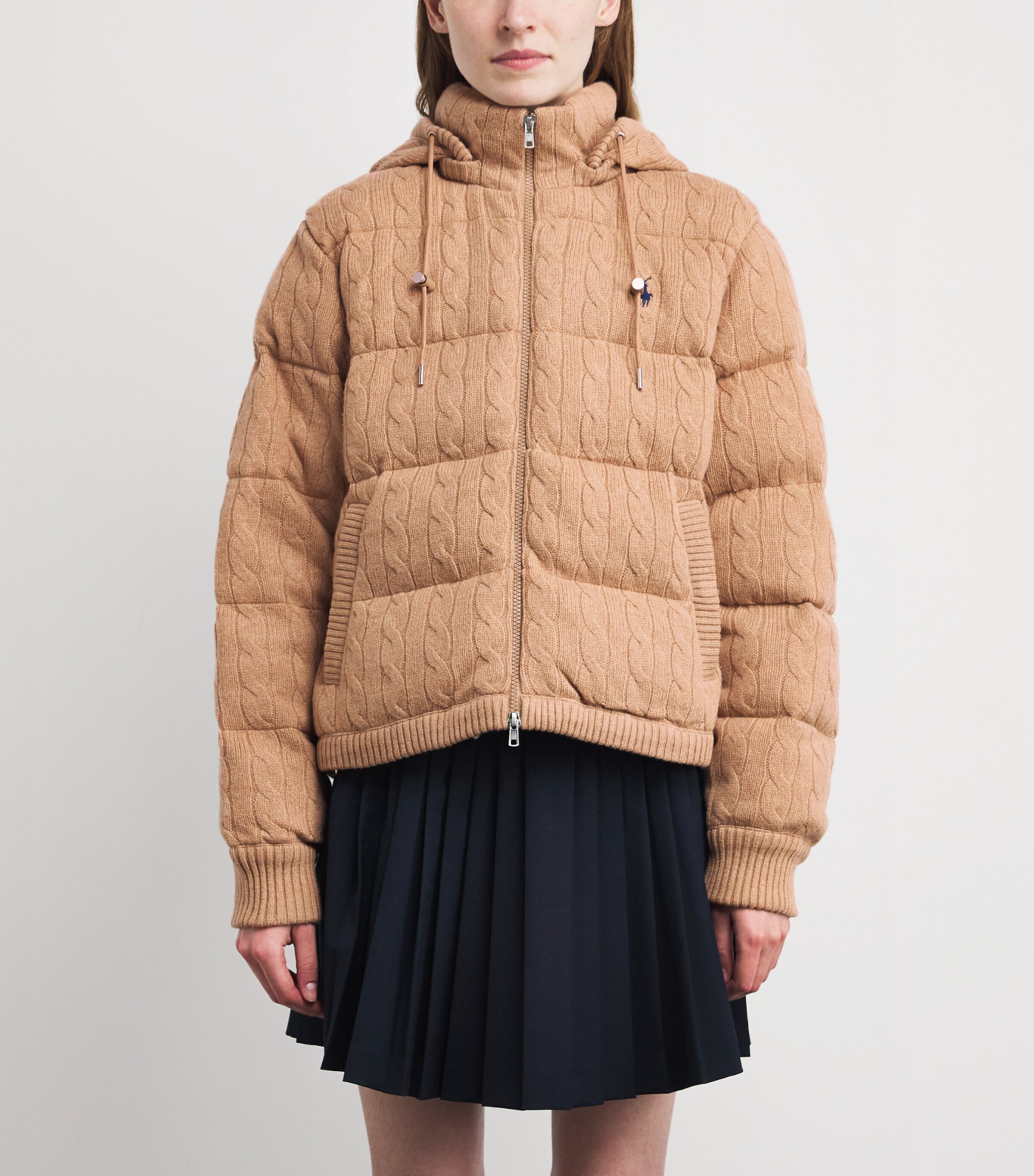 Wool-Cashmere Cable-Knit Puffer Jacket CLLCTN CML MLNGE NVY Image 3