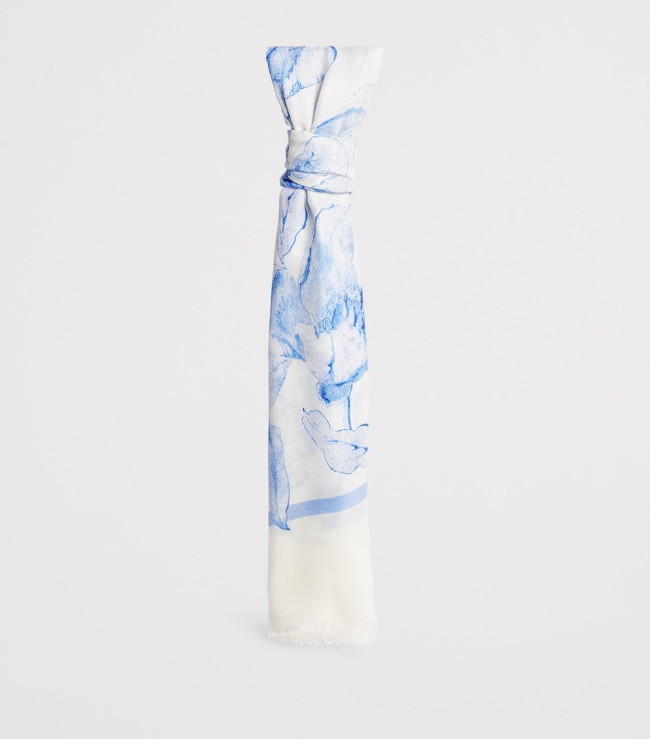 Printed Square Scarf WHITE/BLUE Image 3