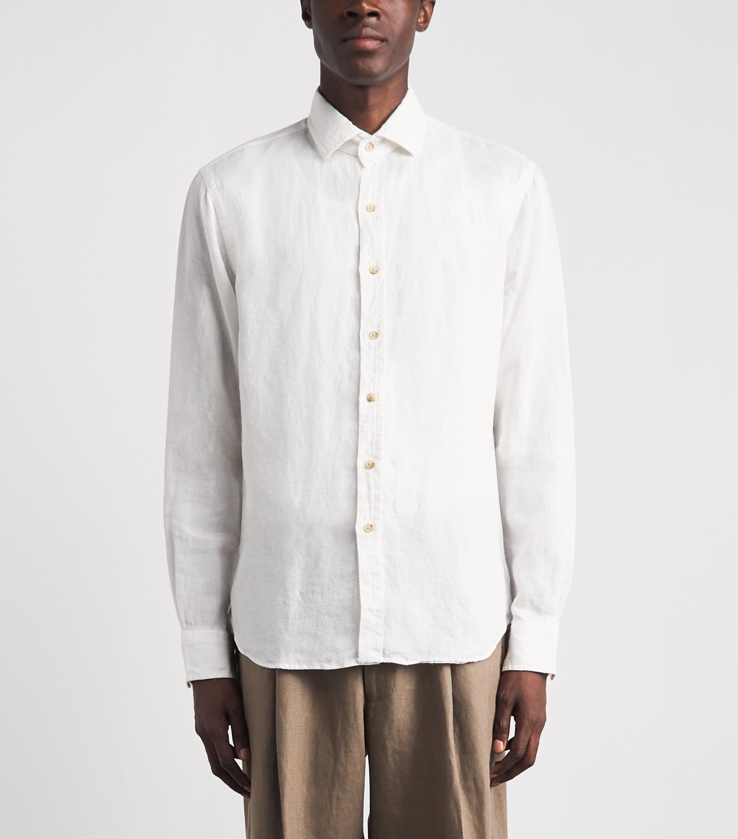 Polo Ralph Lauren Mens Linen Polo Pony Shirt Ceramic White Image 4