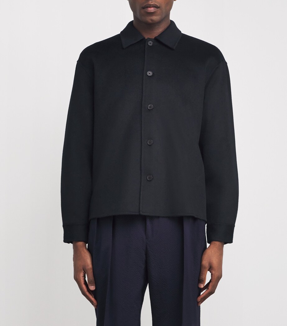 Wool Twin-Pocket Overshirt BLACK Image 3