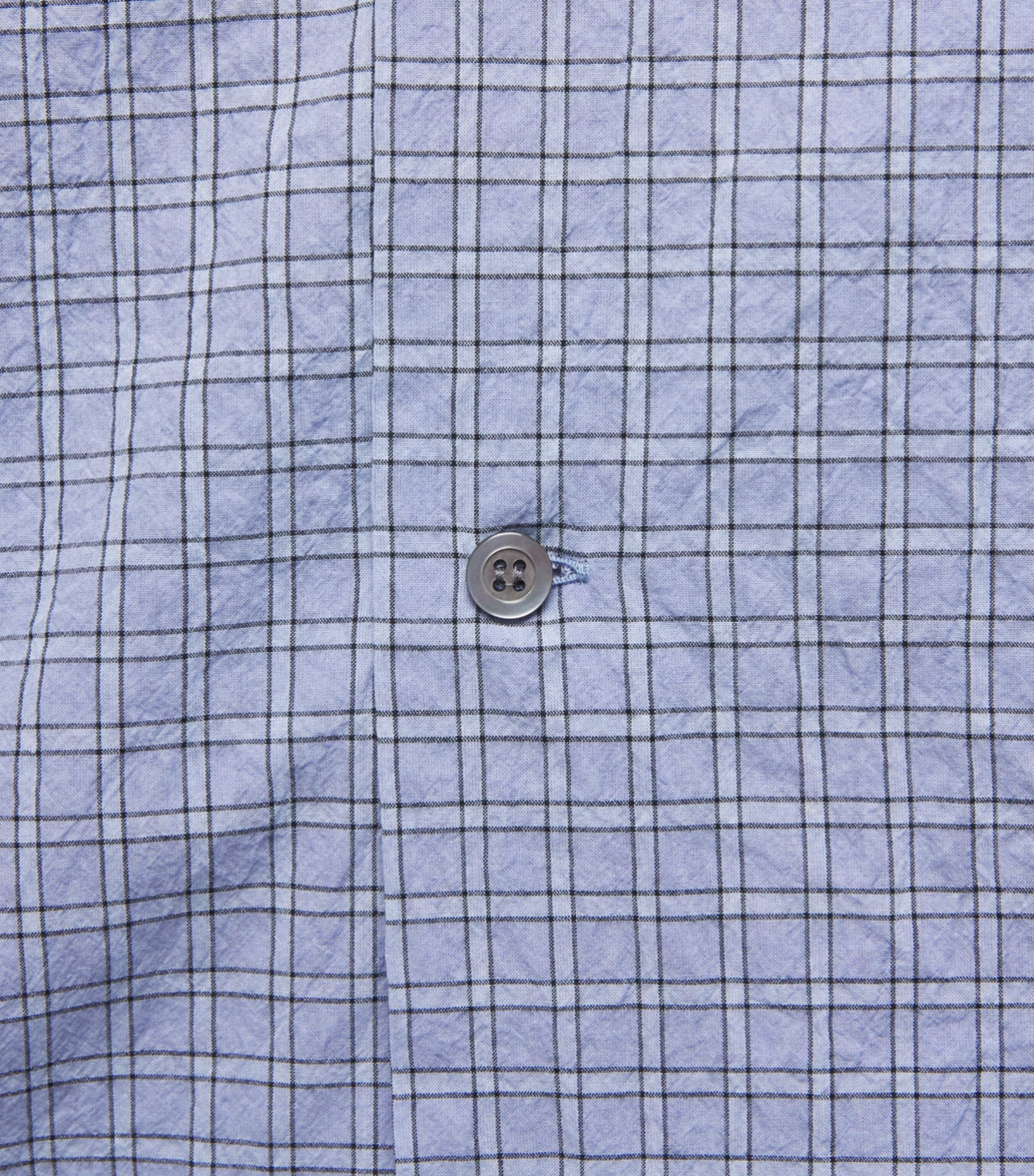 Maison Margiela Mens Check Open-Collar Shirt Sky Blue Image 6