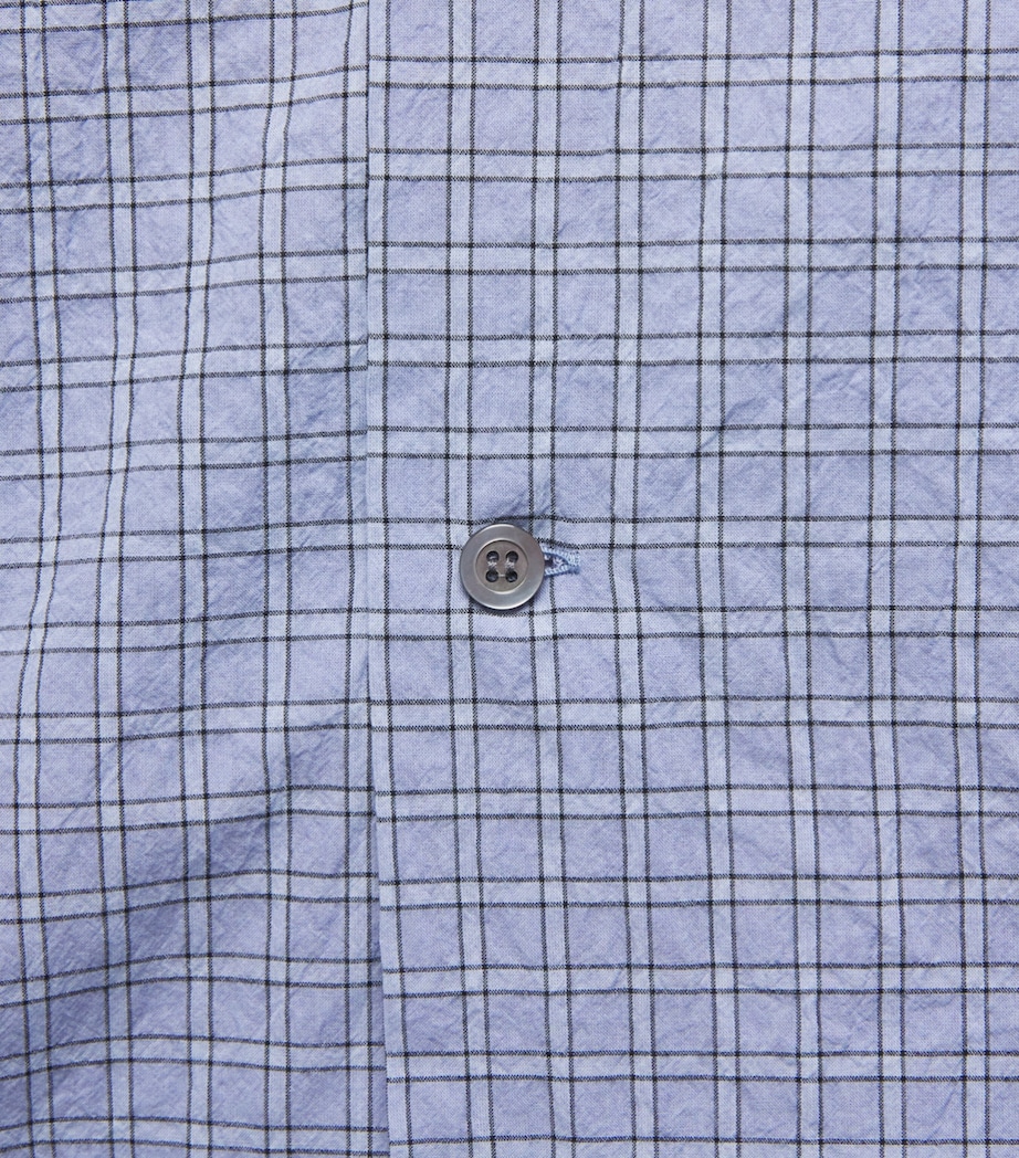 Maison Margiela Mens Check Open-Collar Shirt Sky Blue Image 6
