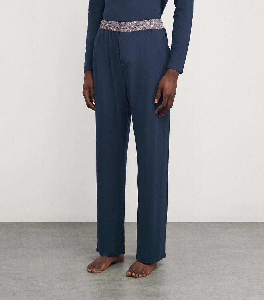 Contrast Waist Pyjama Trousers NAVY/HENRY RED Image 3