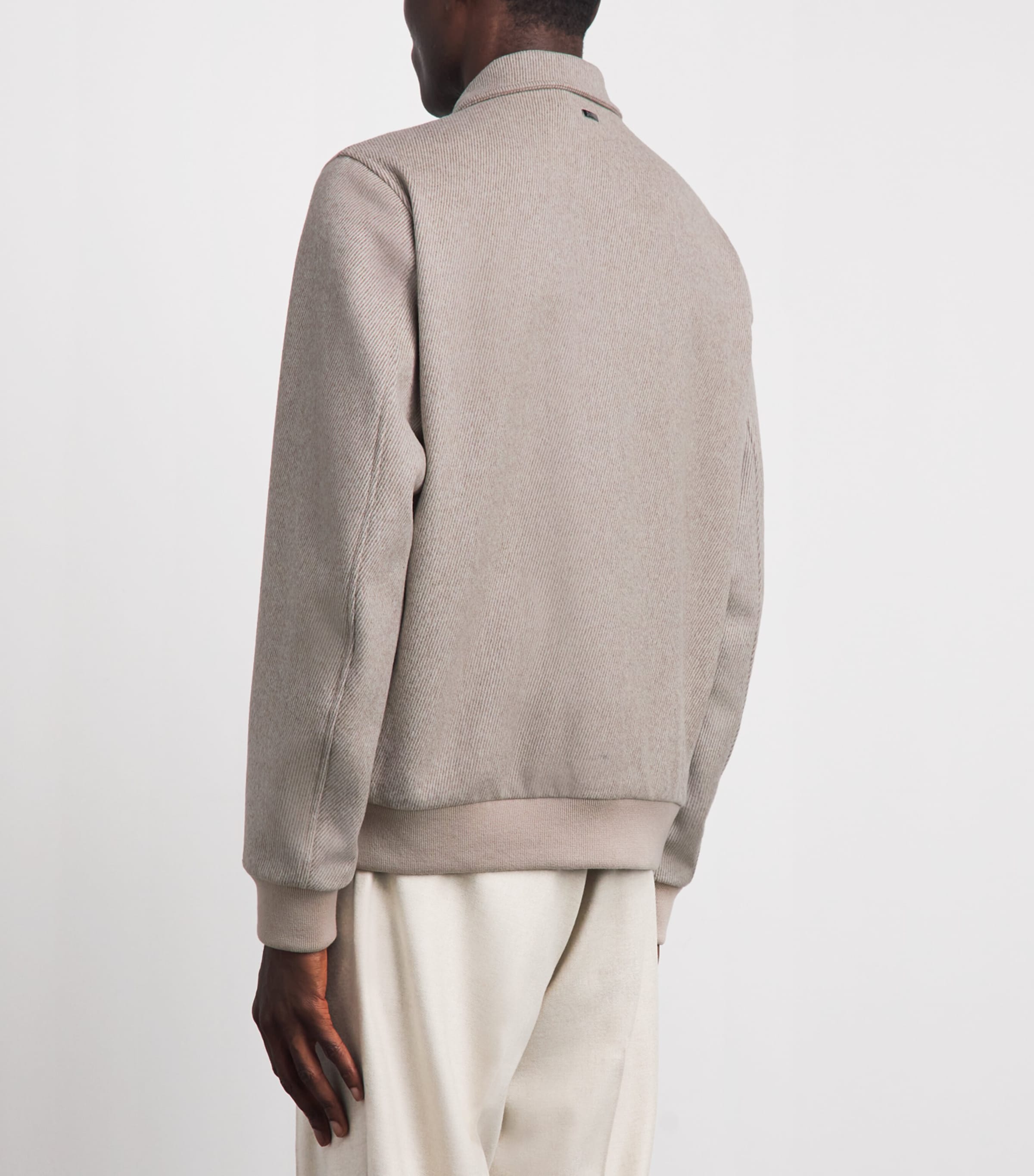 Herno Mens Wool-Cashmere Collar Bomber Jacket Taupe Image 5