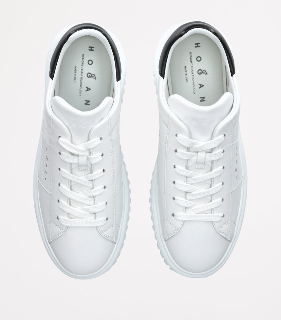 Leather H-Stripes Sneakers WHITE/BLK Image 4