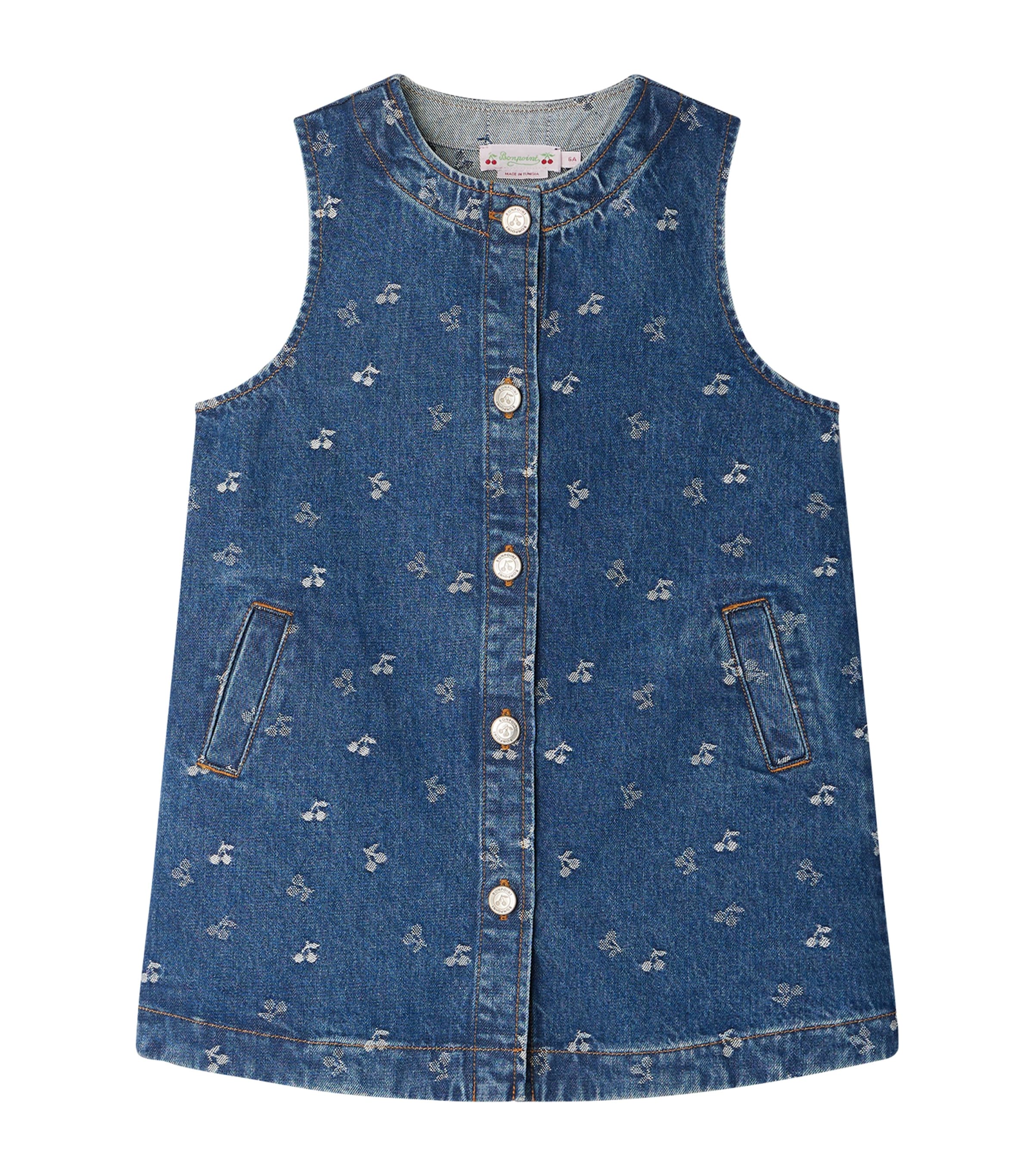 Bonpoint Denim Cherry Print Jette Dress (10-14 Years) | Kids New In | Girls Clothing | Dresses | Designers | Bonpoint