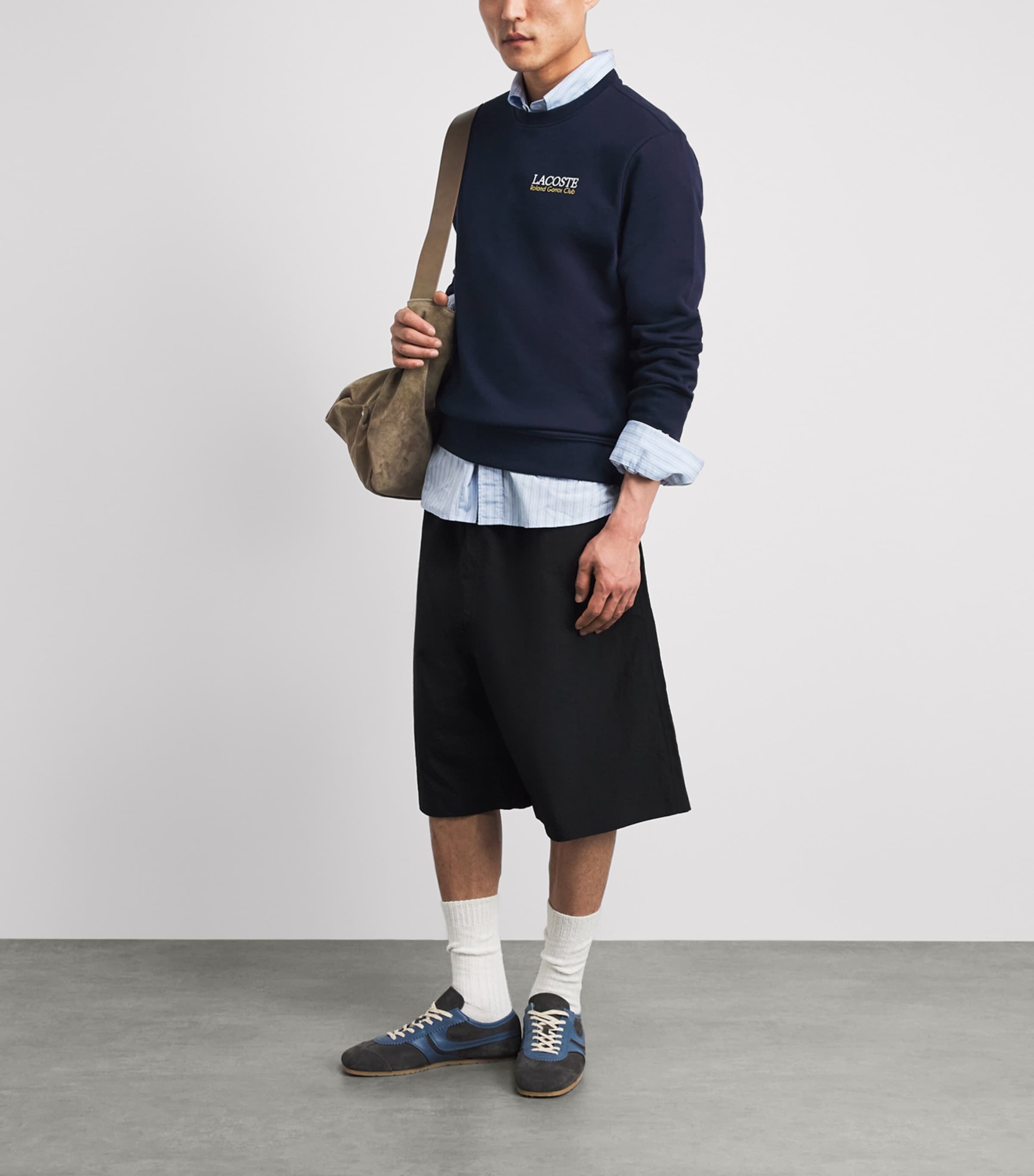 Lacoste Mens x Roland-Garros Cotton Logo Sweatshirt Navy Blue Image 2