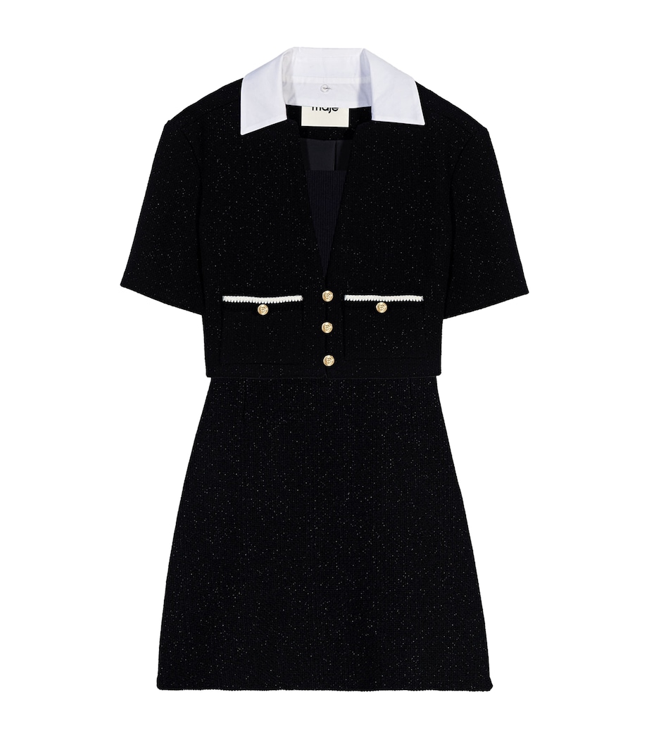 Maje Womens Tweed Mini Dress Black Image 1