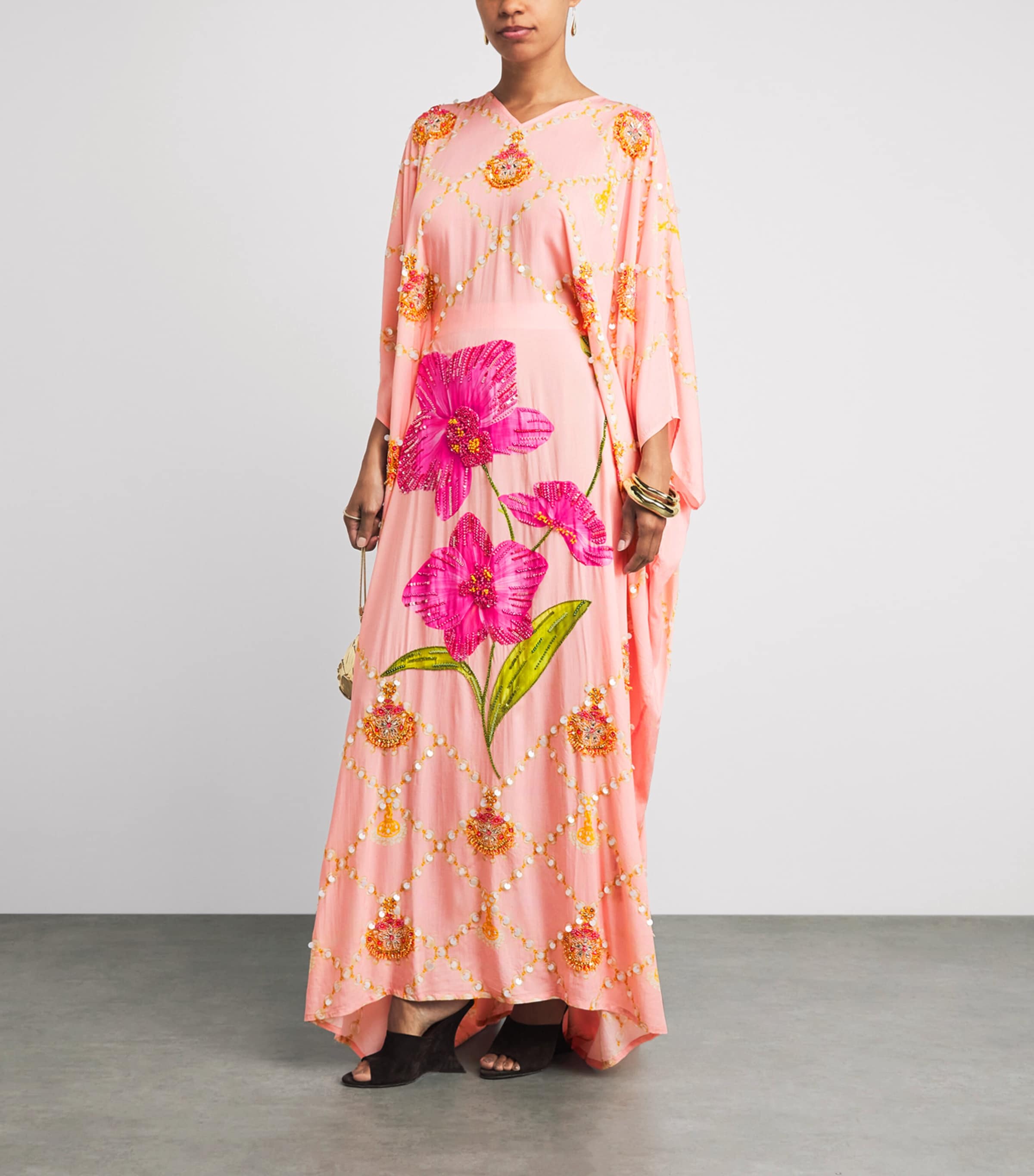 Verandah Womens Embellished Orchard Kaftan Maxi Dress Orchid,jhmka & Pearl Image 2