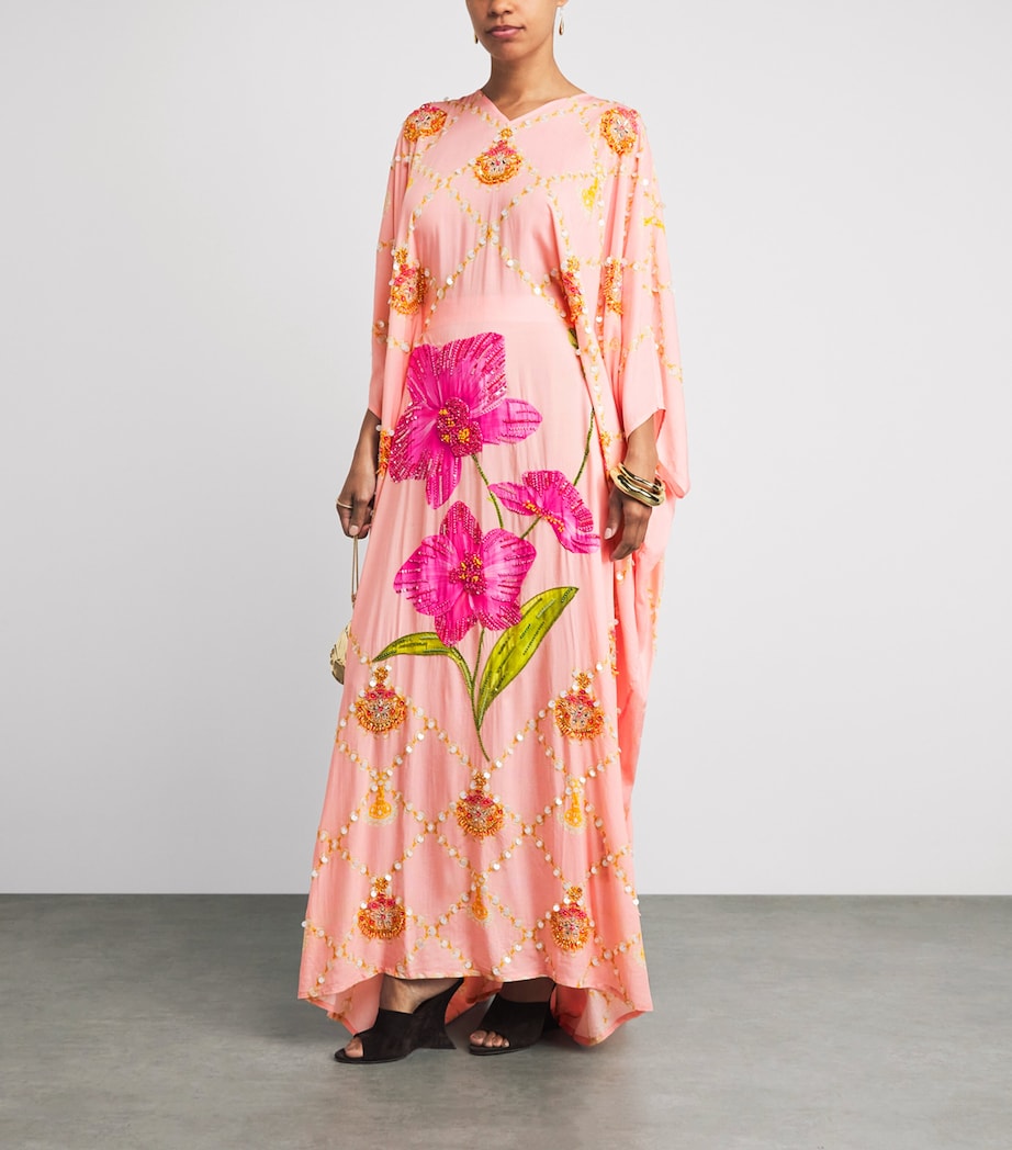 Verandah Womens Embellished Orchard Kaftan Maxi Dress Orchid,jhmka & Pearl Image 2