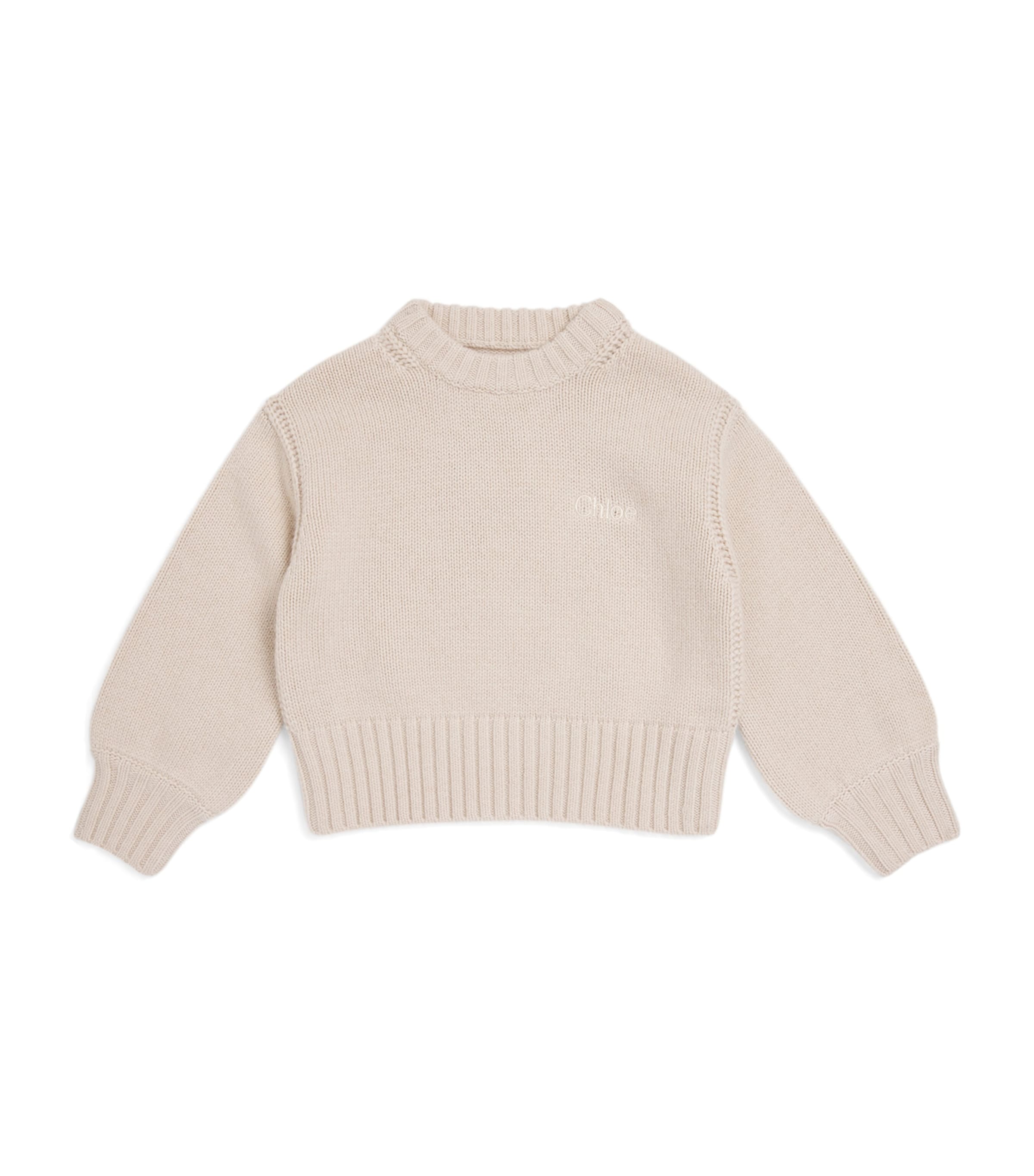 Chloé Knitted Logo-embroidered Sweater In Neutral