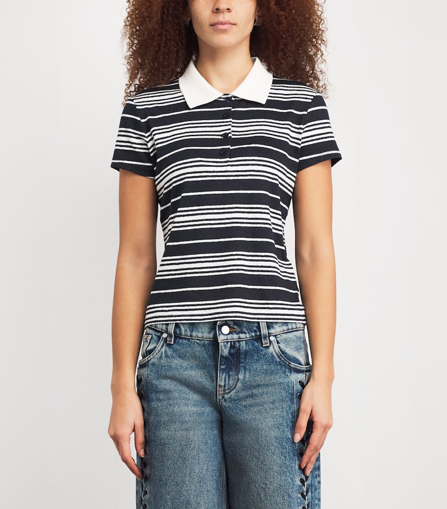 Linen-Blend Stripe Polo Shirt NAMU NAVY MULTI Image 3