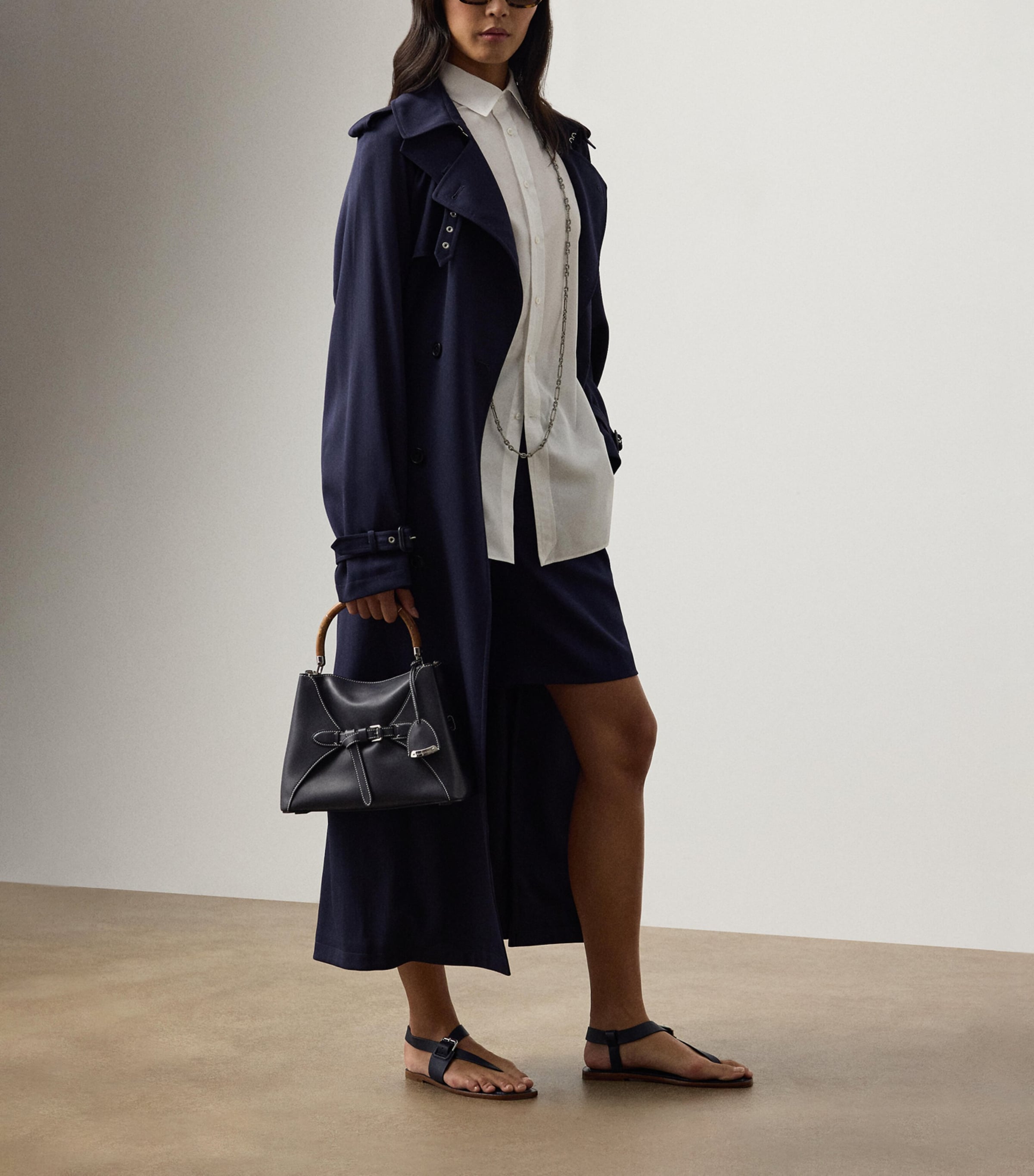 Wool-Blend Alecia Trench Coat NAVY-410 Image 2