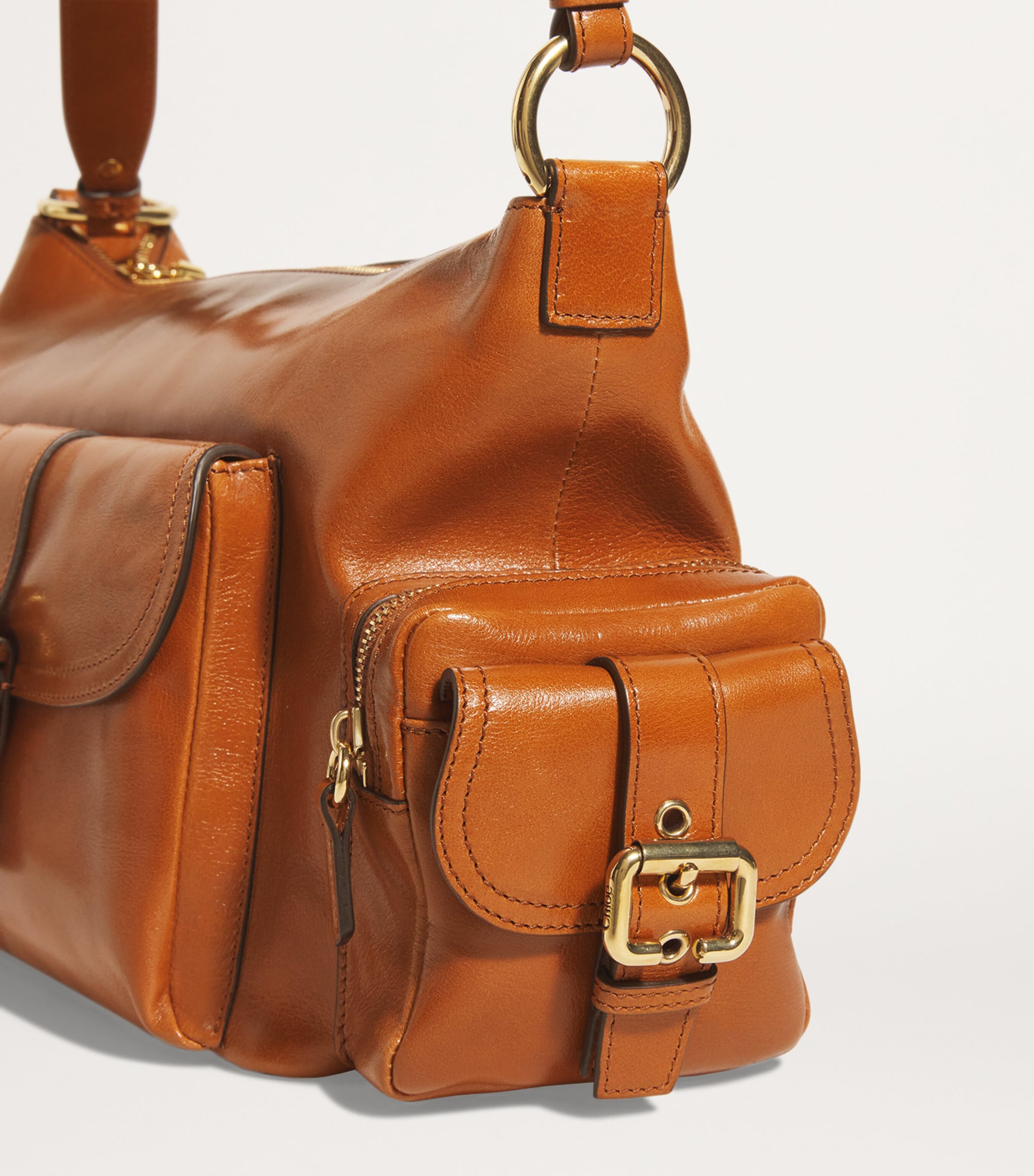 Medium Leather Camera Shoulder Bag CLAY BROWN Image 6