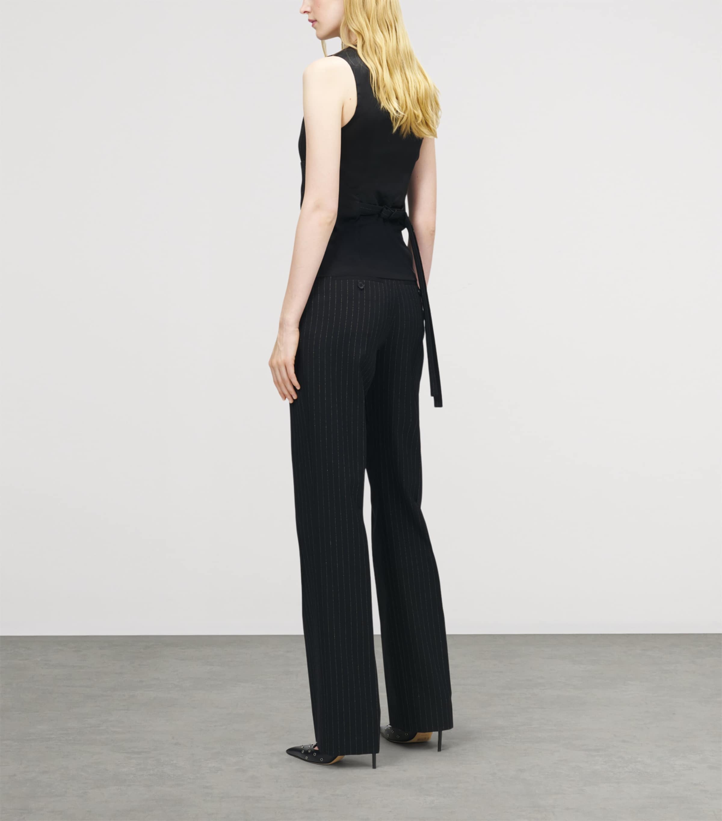 McQueen Womens Wool Pinstripe Waistcoat Image 3