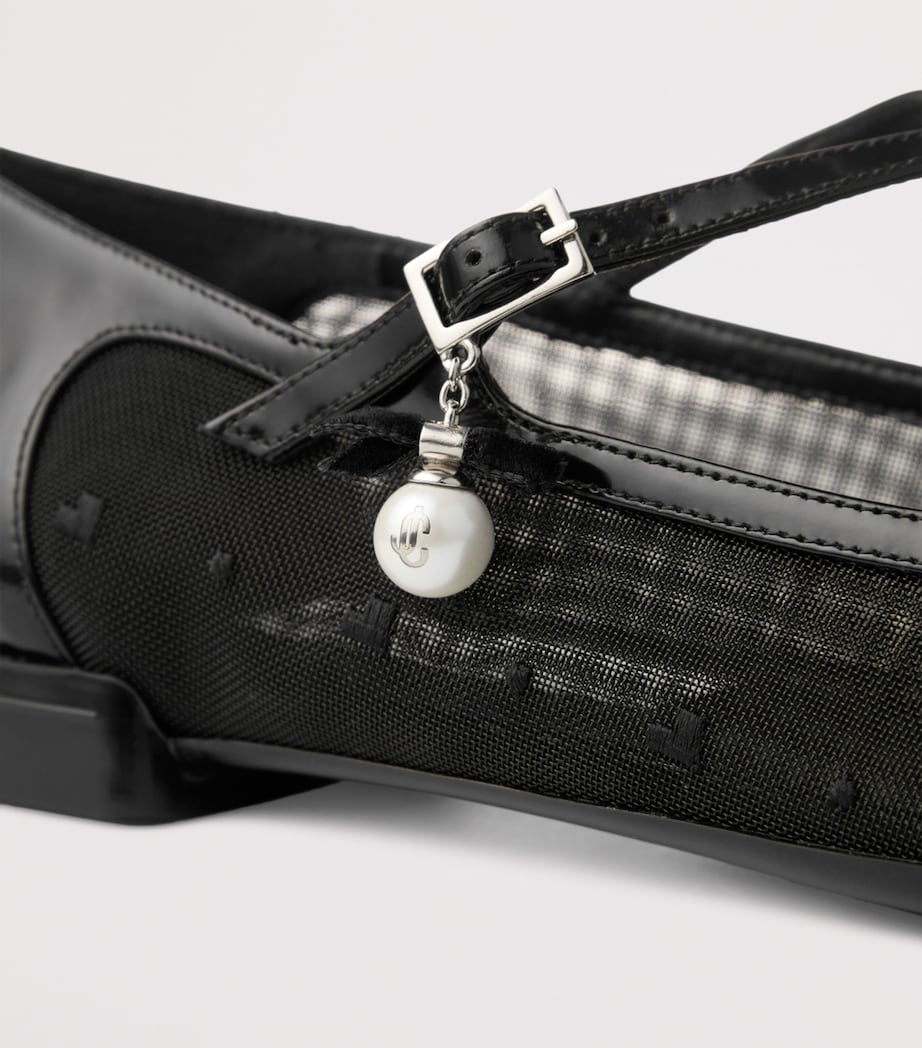 Eleri Patent Leather-Mesh Ballet Flats BLACK/BLACK Image 3