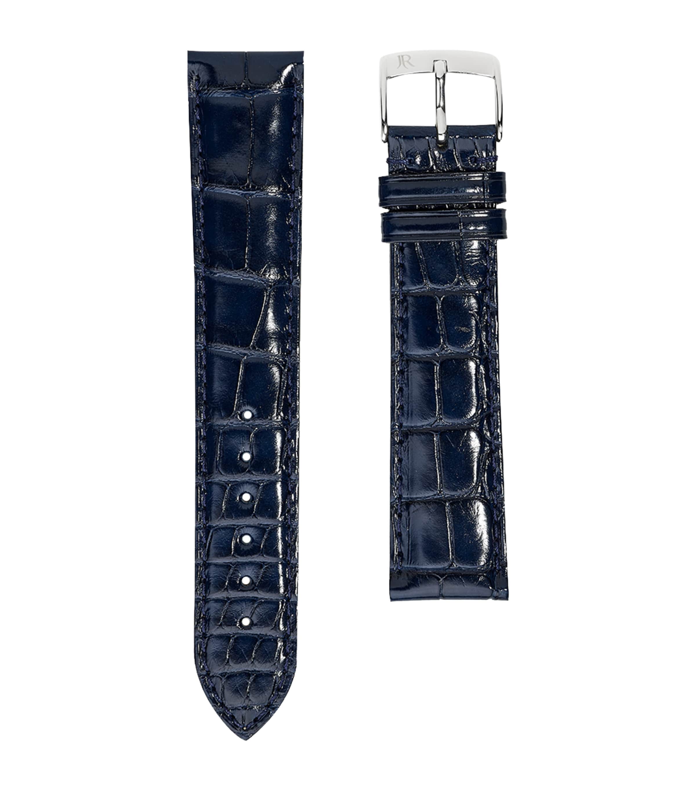 Jean Rousseau Alligator Classic 3.5 Watch Strap In Blue