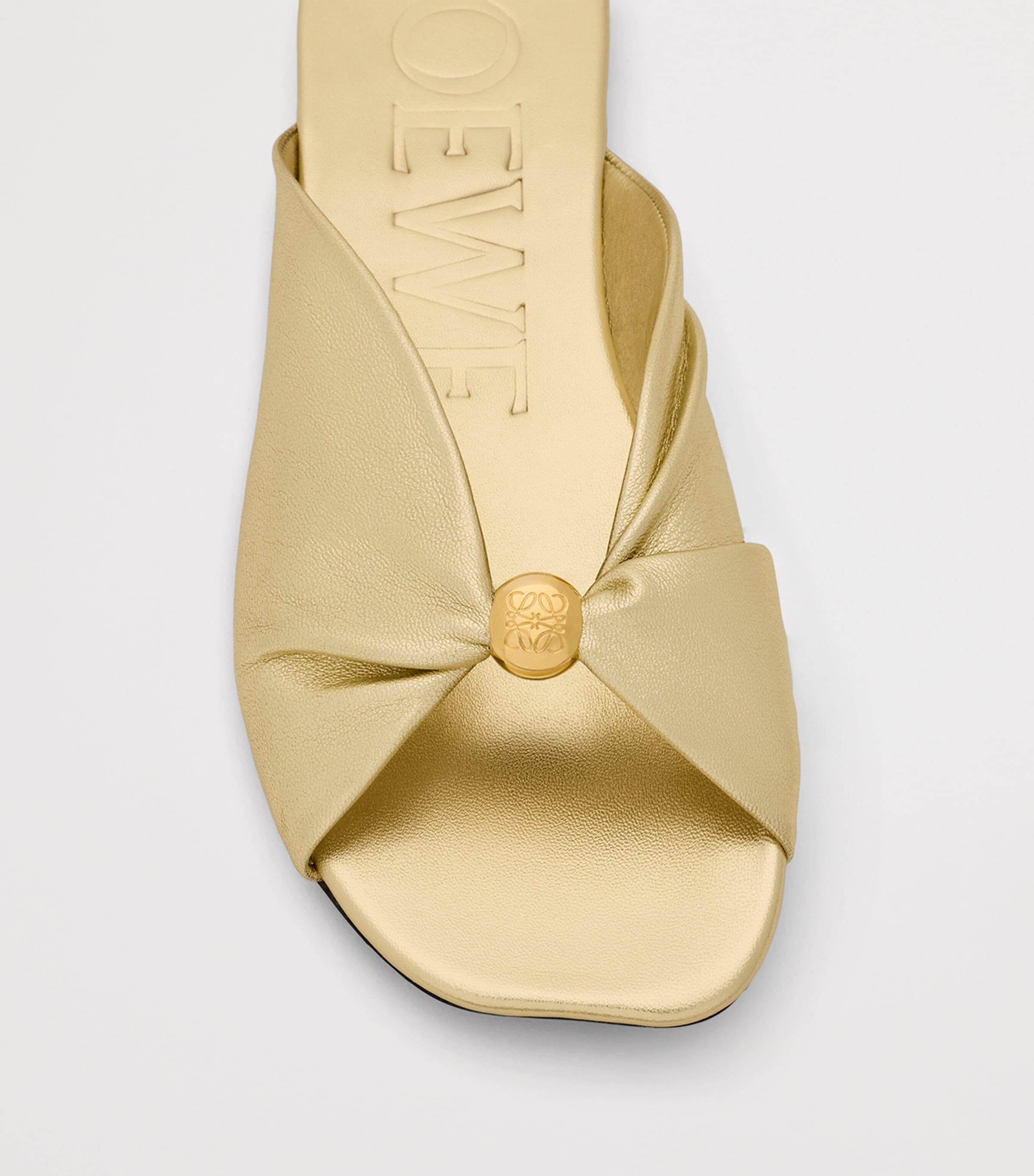 LOEWE x Paula's Ibiza Metallic Leather Pebble Slides Gold Image 3