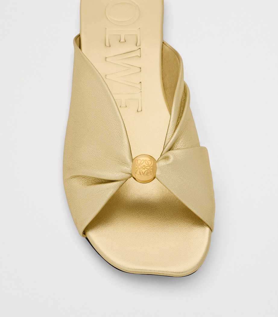 LOEWE x Paula's Ibiza Metallic Leather Pebble Slides Gold Image 3