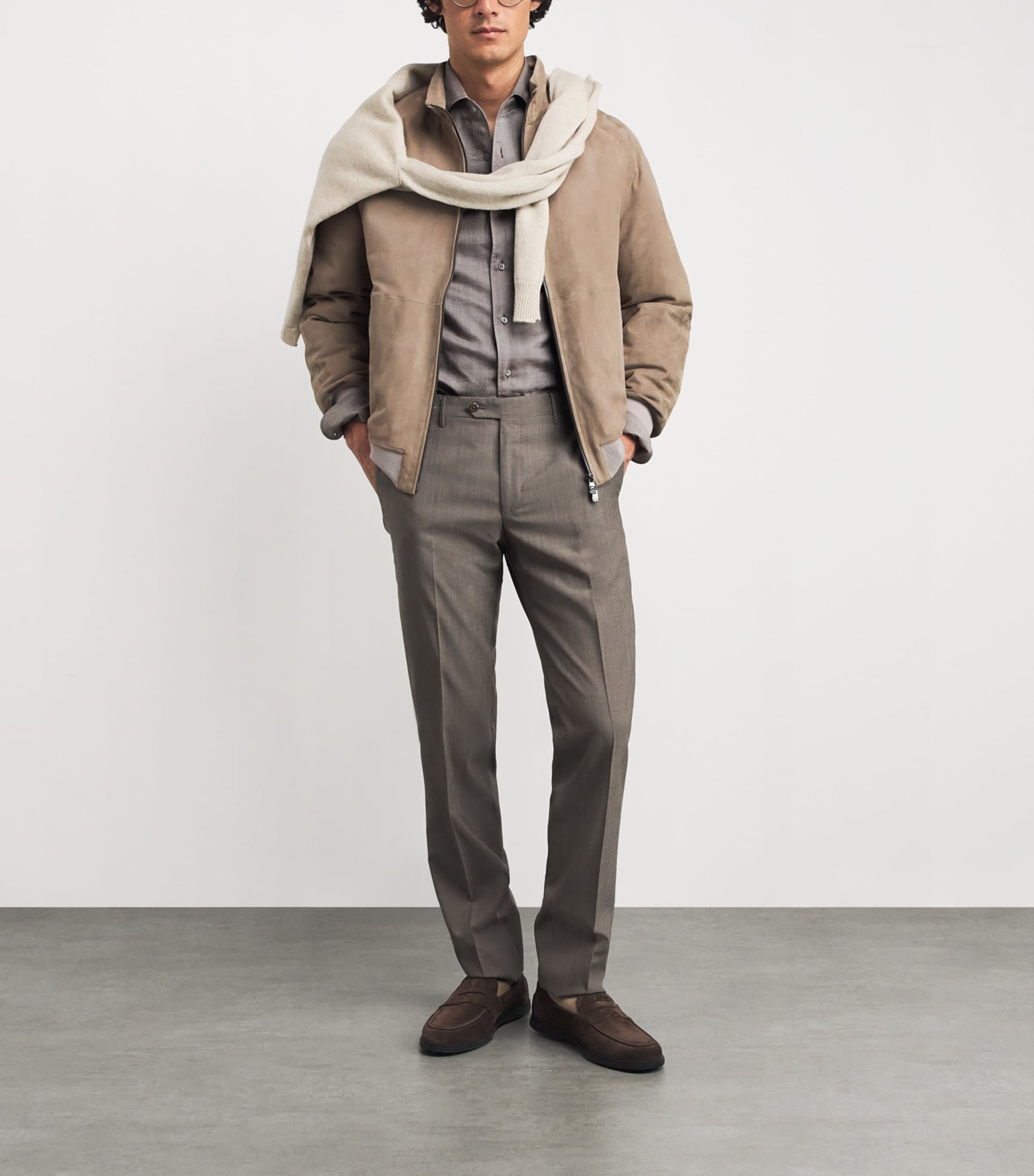 Cotton-Blend Herringbone Shirt 031 BRICK BROWN Image 2