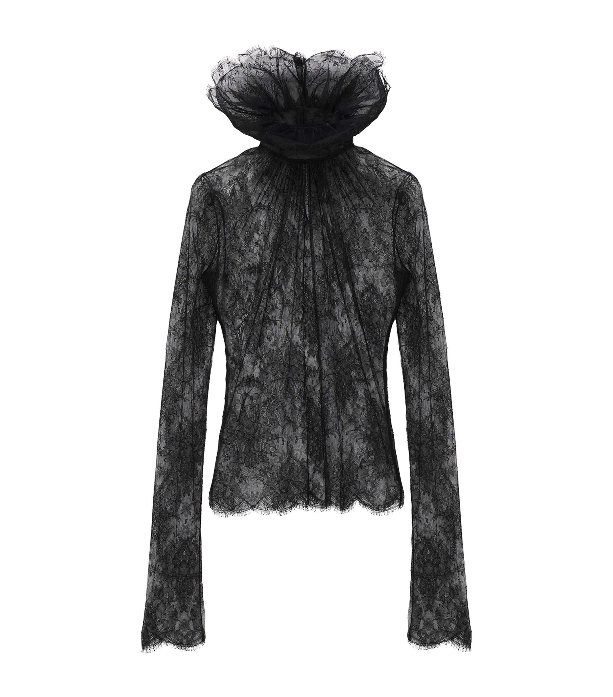 Alexander Mcqueen Lace Long-sleeve Top In Black