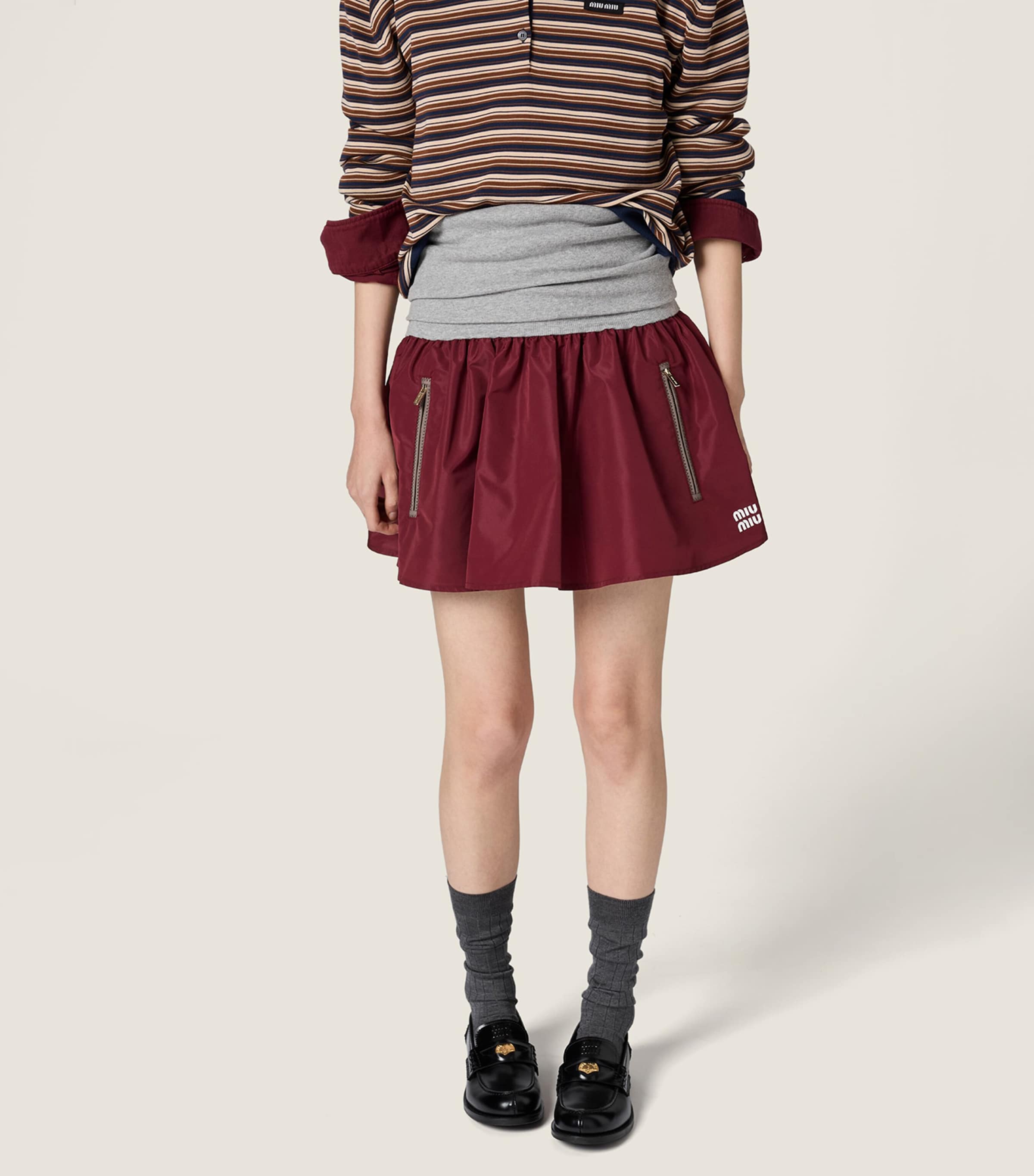 Miu Miu Womens Technical Layered Mini Skirt Image 4